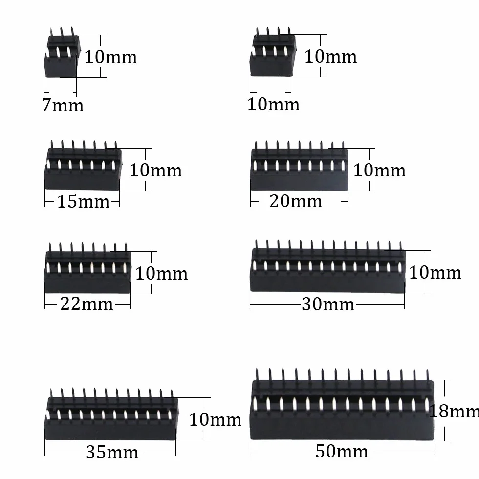 Glarks 122 szt. 2,54 mm Pitch DIP IC gniazda wtykowe adapter typu lutowania zestaw asortyment (6 / 8 / 14 / 16 / 18 / 24 / 28 / 40 pinów)