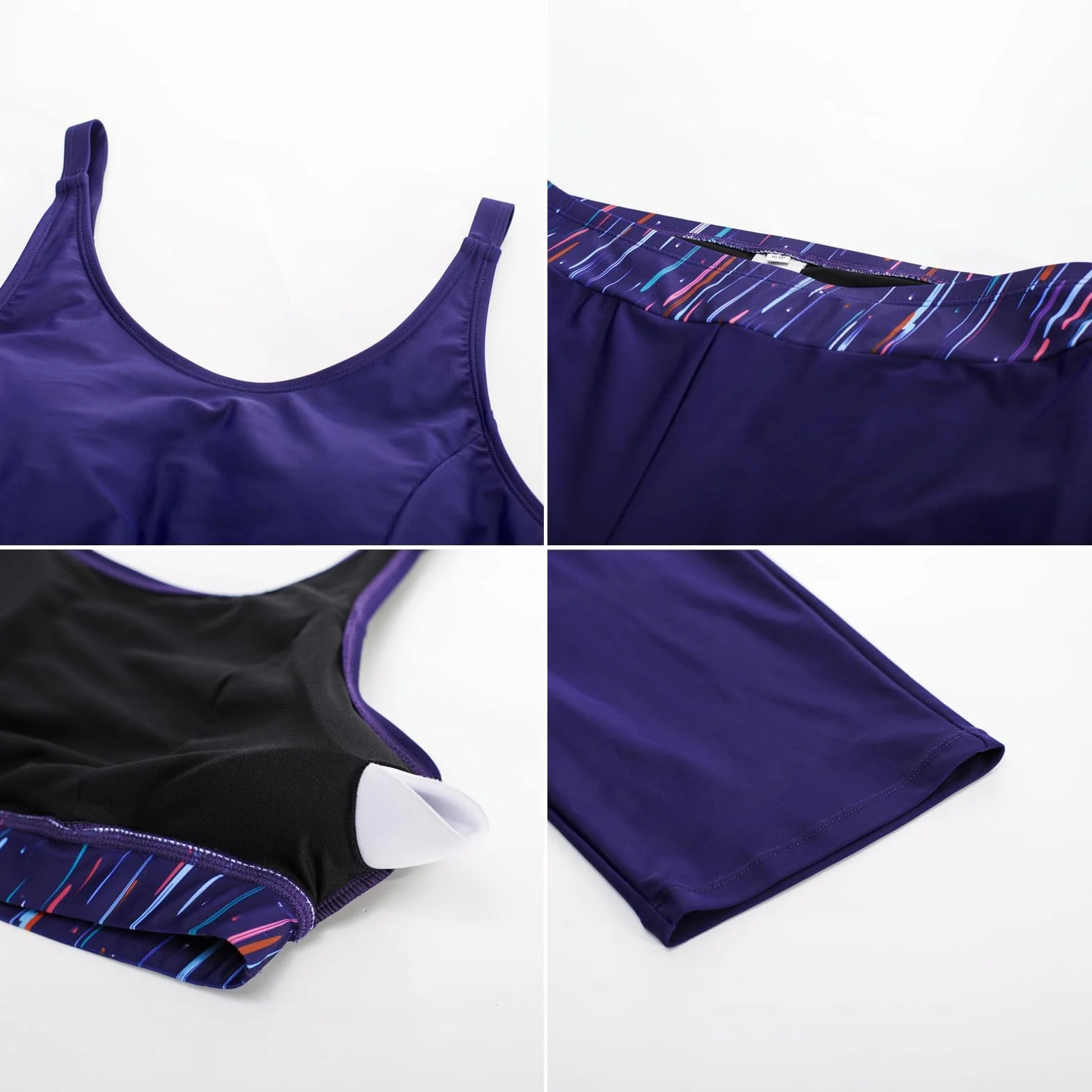 Hanna Nikole Damski 3-częściowy zestaw Rash Guard, duże rozmiary, kombinezon surfingowy, zamek błyskawiczny, długi rękaw, ochrona przed słońcem, kostium kąpielowy