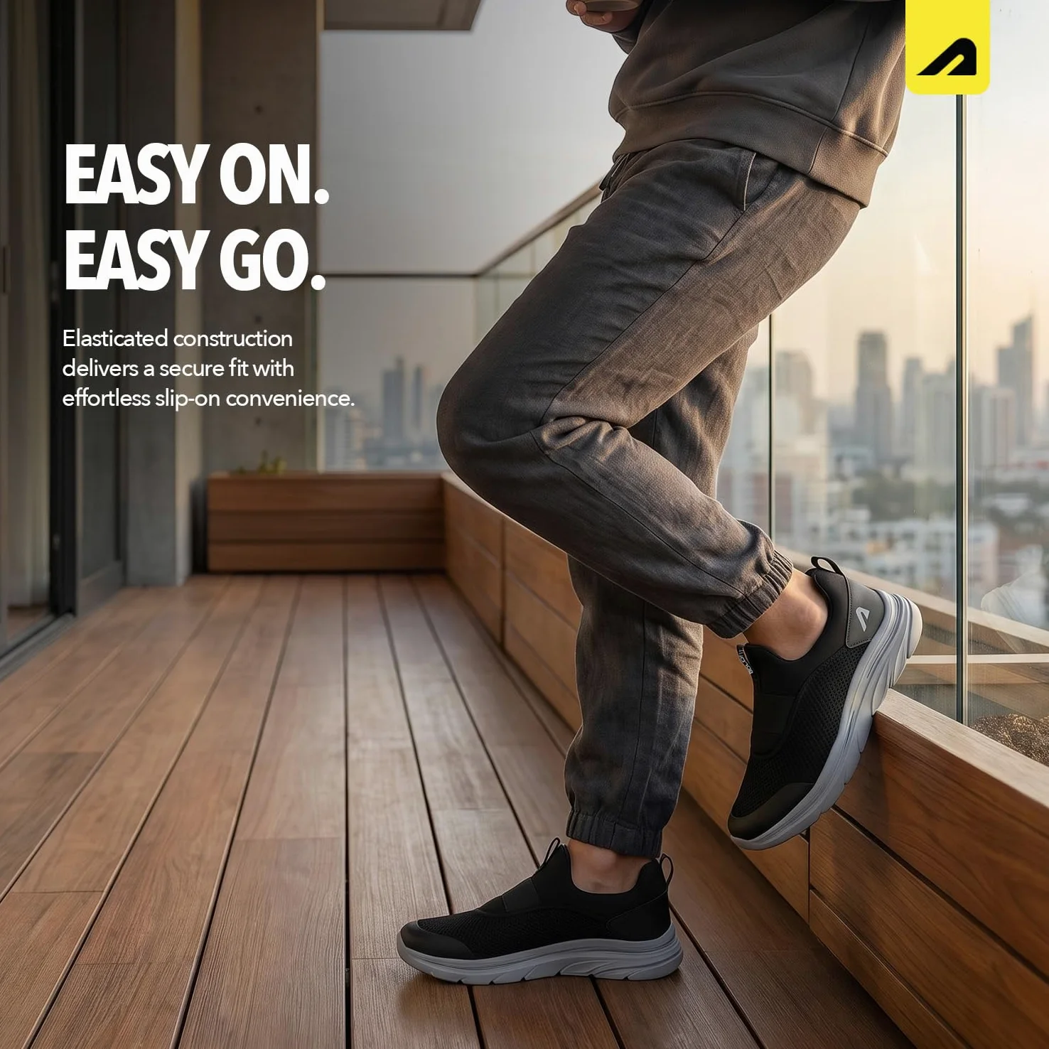Boldfit Męskie buty do chodzenia, męskie buty na co dzień z oddychającą dzianiną z wkładką z pianki memory, grubą podeszwą EVA i wyściełanym podparciem pięty, lekkie