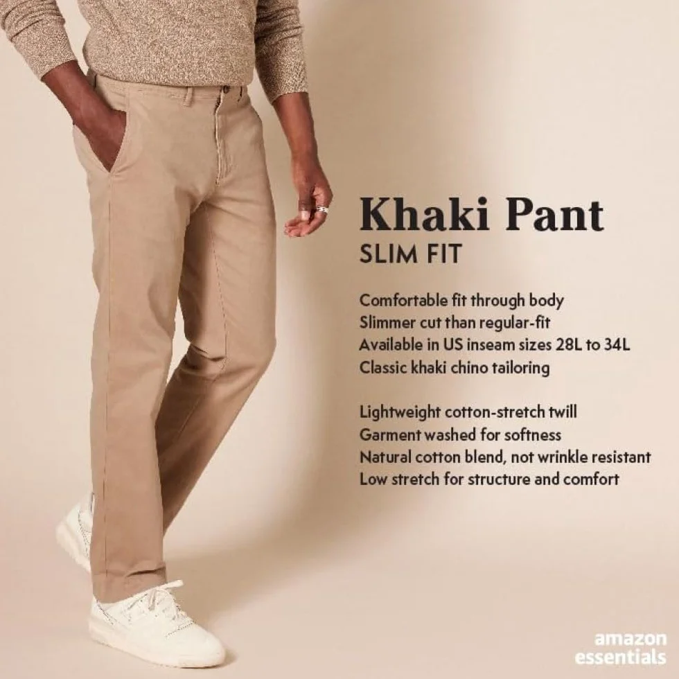 Amazon Essentials Mężczyźni Spodnie chinosy ze stretchem slim fit
