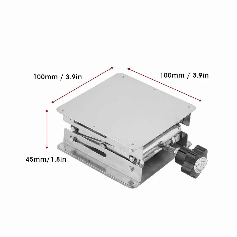 Podnośnik Laboratoryjny ze Stali Nierdzewnej, Platforma Podnosząca, Stojak Nożycowy do Eksperymentów Naukowych, 100 x 100 mm