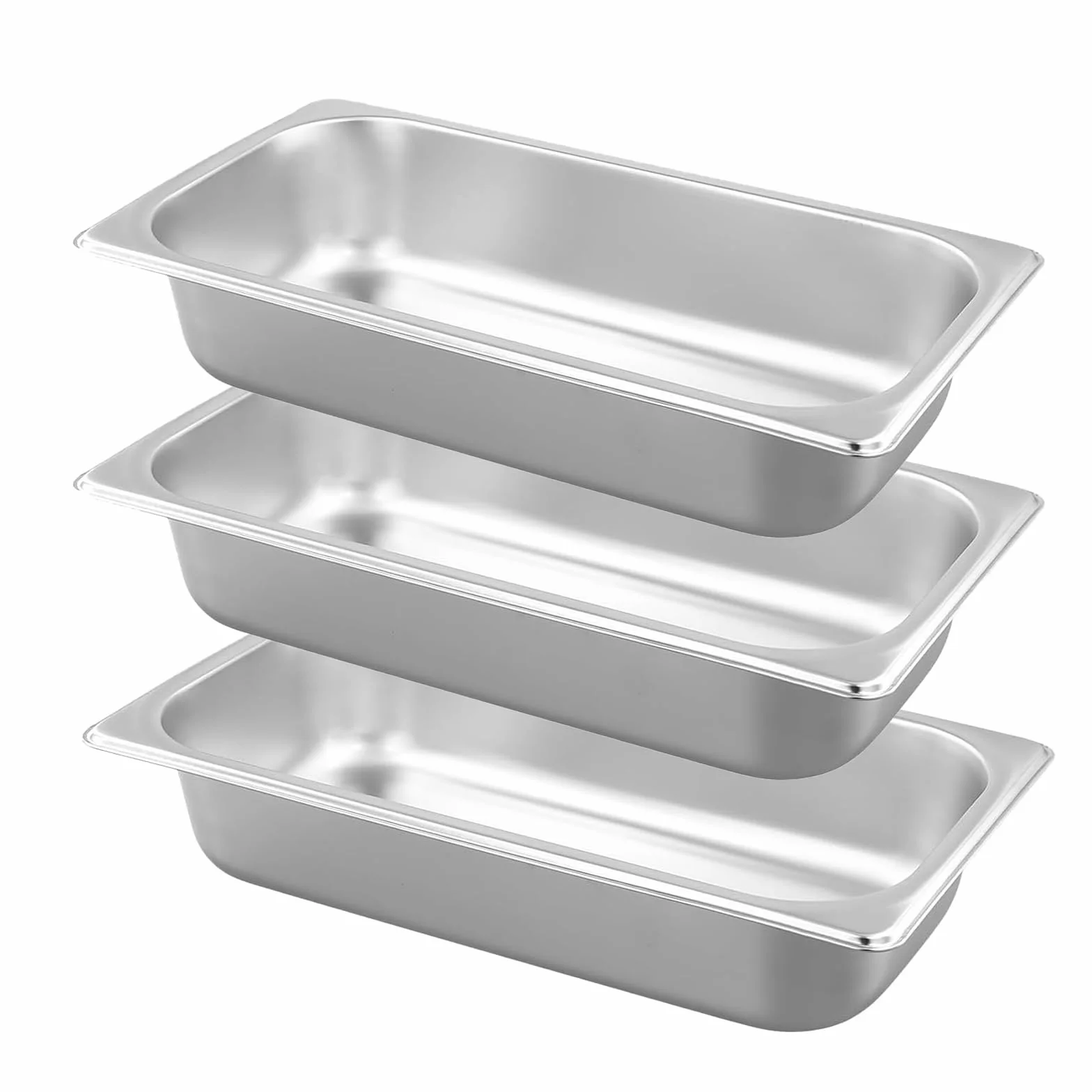 3-czescowy zestaw misek panierowa?, ze stali nierdzewnej, 1/3 pojemników, wysoko?? 6,5 cm, metalowa droga do panierowania, pojemnik gastronomiczny z stali nierdzewnej