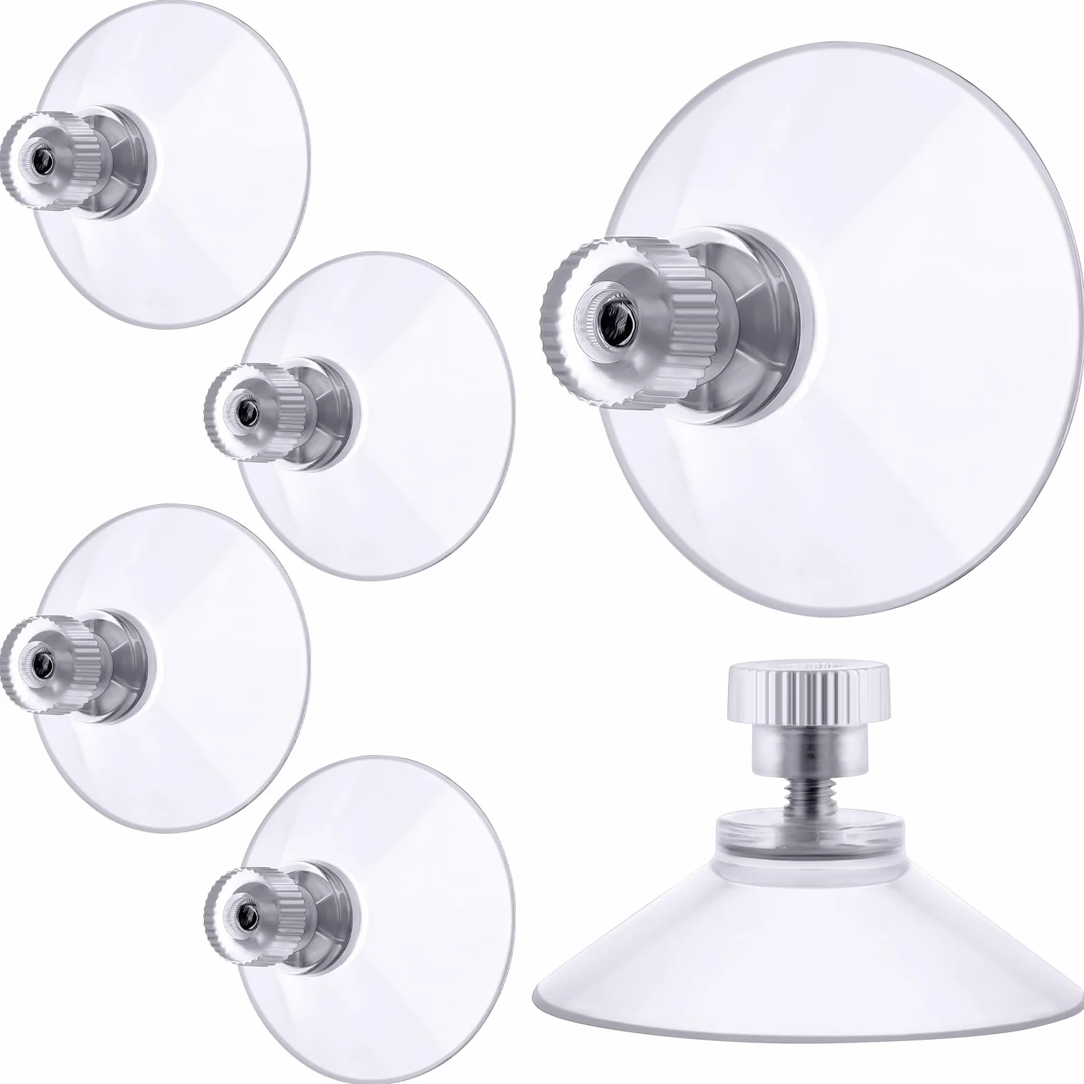 Flintronic Przyssawka z gwintem i nakrętką radełkowaną, 6 sztuk przyssawek PVC Ø41mm, przezroczyste przyssawki bez wiercenia, bardzo mocna przyssawka do okien, samochodu, dekoracji, zawieszenia