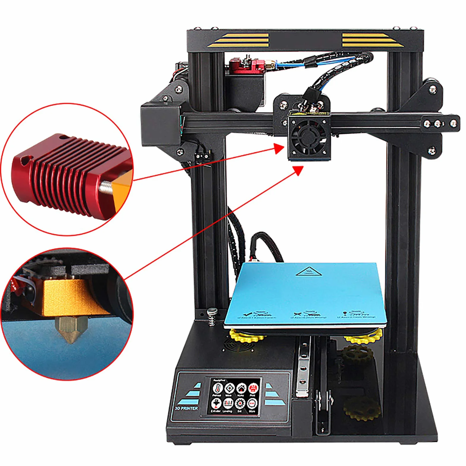 Drukarka 3D MK8 zestaw Hotend wytłaczarka zmontowany zestaw dyszy 0,4 mm, 24 V 40 W głowica do drukarki 3D Alfawise U20 U30 Creality Ender 3 Ender 3 Pro z aluminiowym blokiem grzewczym, 1,75 mm