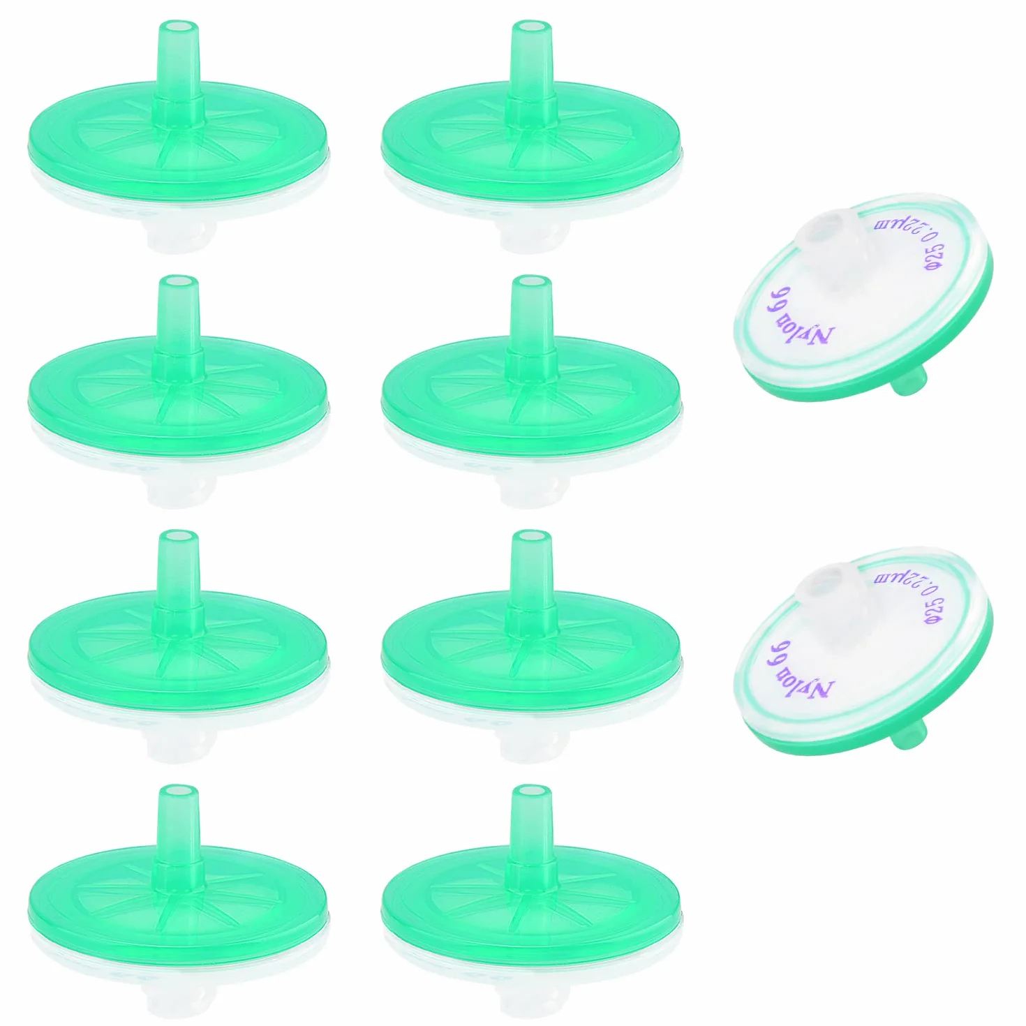 stonylab 10 Sztuk Filtrów Strzykawki, Sterylnych Filtrów Membranowych Nylon 66 Filtracja Hydrofilowa z Wielkości Porów 0,22 μm i Średnicy 25 mm, Pojedynczo Owinięte, Tylko do Użytku Laboratoryjnego