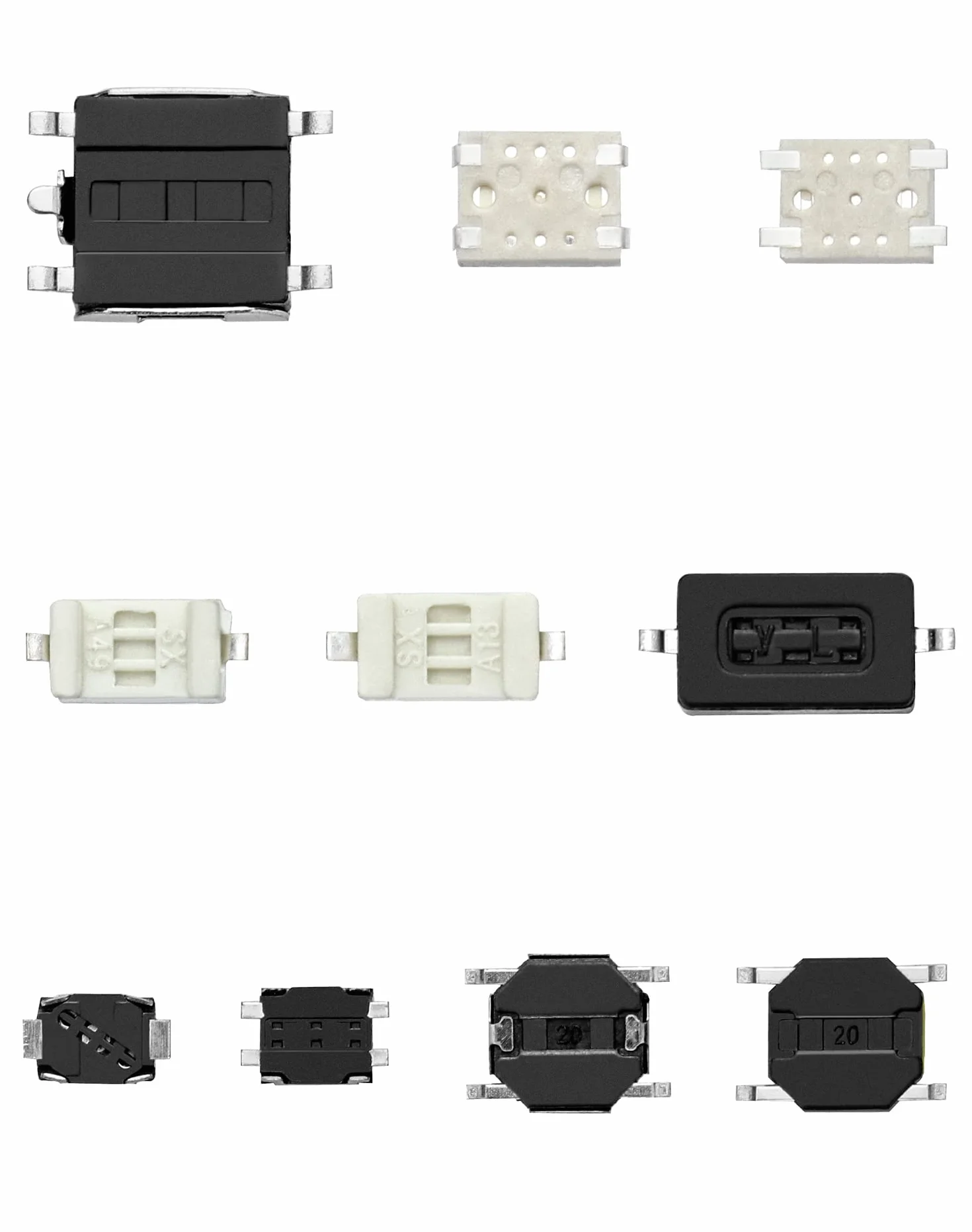 QWORK® 250 sztuk mikroprzełącznik 10 wartości, dotykowy przełącznik ciśnienia, mikroprzełącznik, z plastikowym pudełkiem, do kluczyków z pilotem samochodowym;