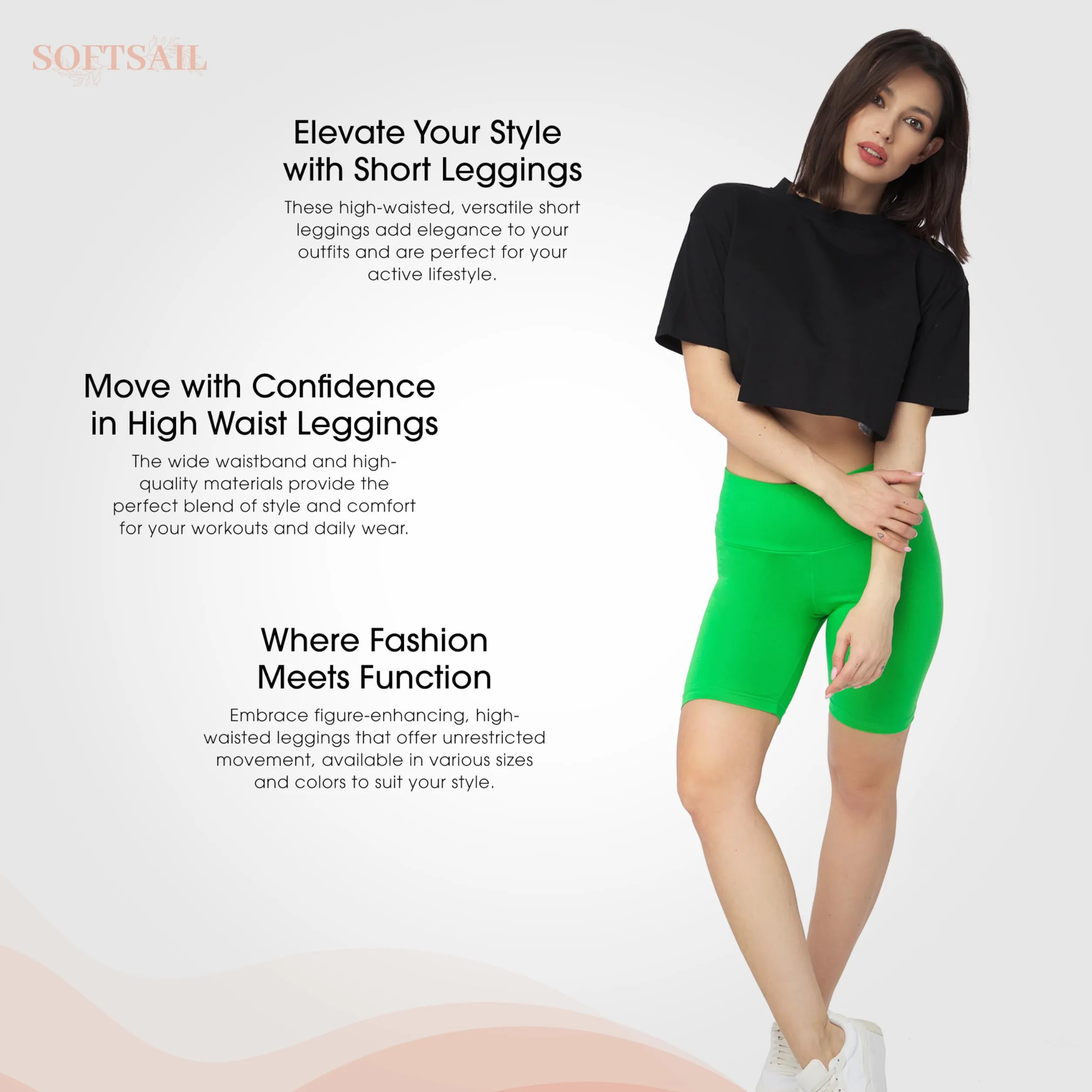 SOFTSAIL Legginsy dla kobiet spodenki motocyklowe bawełniane wysoka talia kontrola brzucha wyszczuplające oddychające elastyczne damskie rozciągliwe siłownia trening joga spodnie