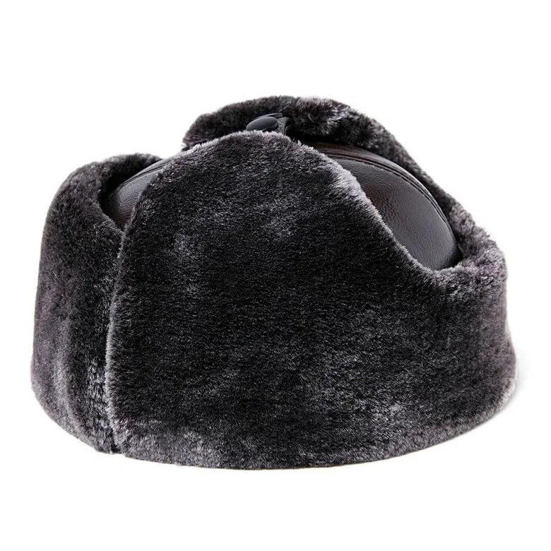 Gruba Męska Zimowa,Ciepła Czapka Nausznik Z Bawełny,Starsza,Zimowa,Futrzana Czapka,Brązowo-Szara,Rozmiar Xl 57-58 Cm(A-Xl57)