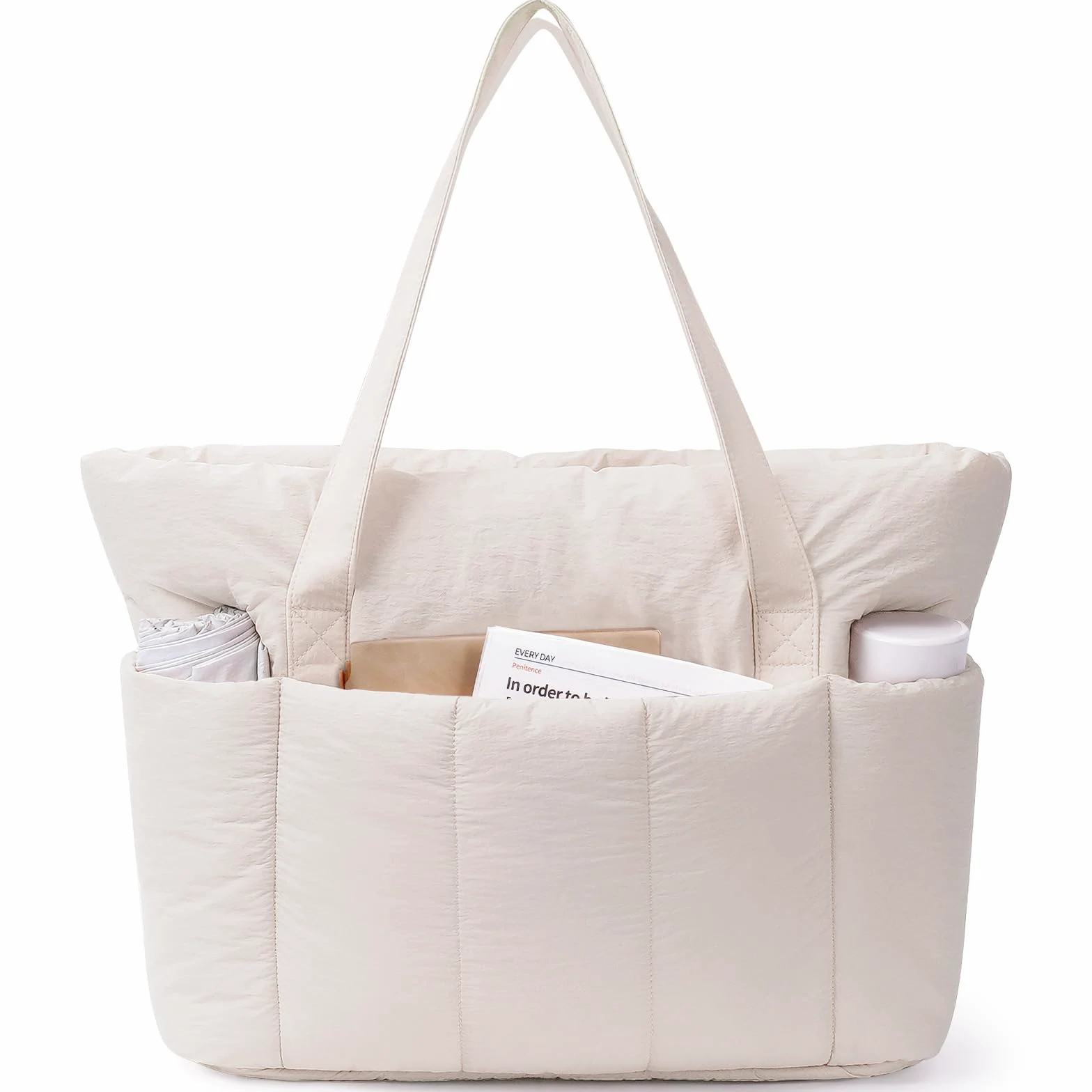 Narwey Puffer Tote Bag dla kobiet z przegrodą na laptopa, pikowana torba na ramię, torebka do pracy i podróży