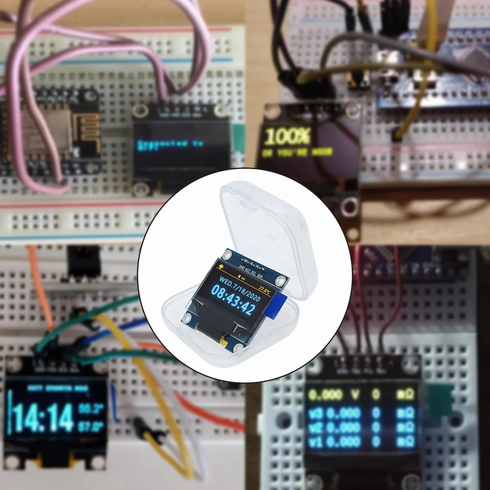 4 sztuki wyświetlacza OLED LCD 0,96", 128 x 64 pikseli, napęd 1315, interfejs IIC, moduł wyświetlacza, kompatybilne z Arduino (żółty i niebieski)