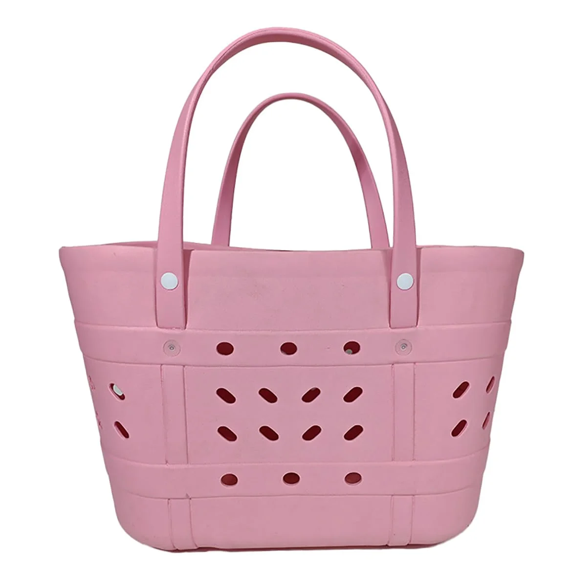 Jednokolorowa Wodoodporna Torba Plażowa, Duży Przenośny Kosz Do Przechowywania Eva, Wielofunkcyjna, Zmywalna Torba Na Zakupy, Piknik, Basen, pink 46×24×32 cm / 18.11×9.45×12.60 in