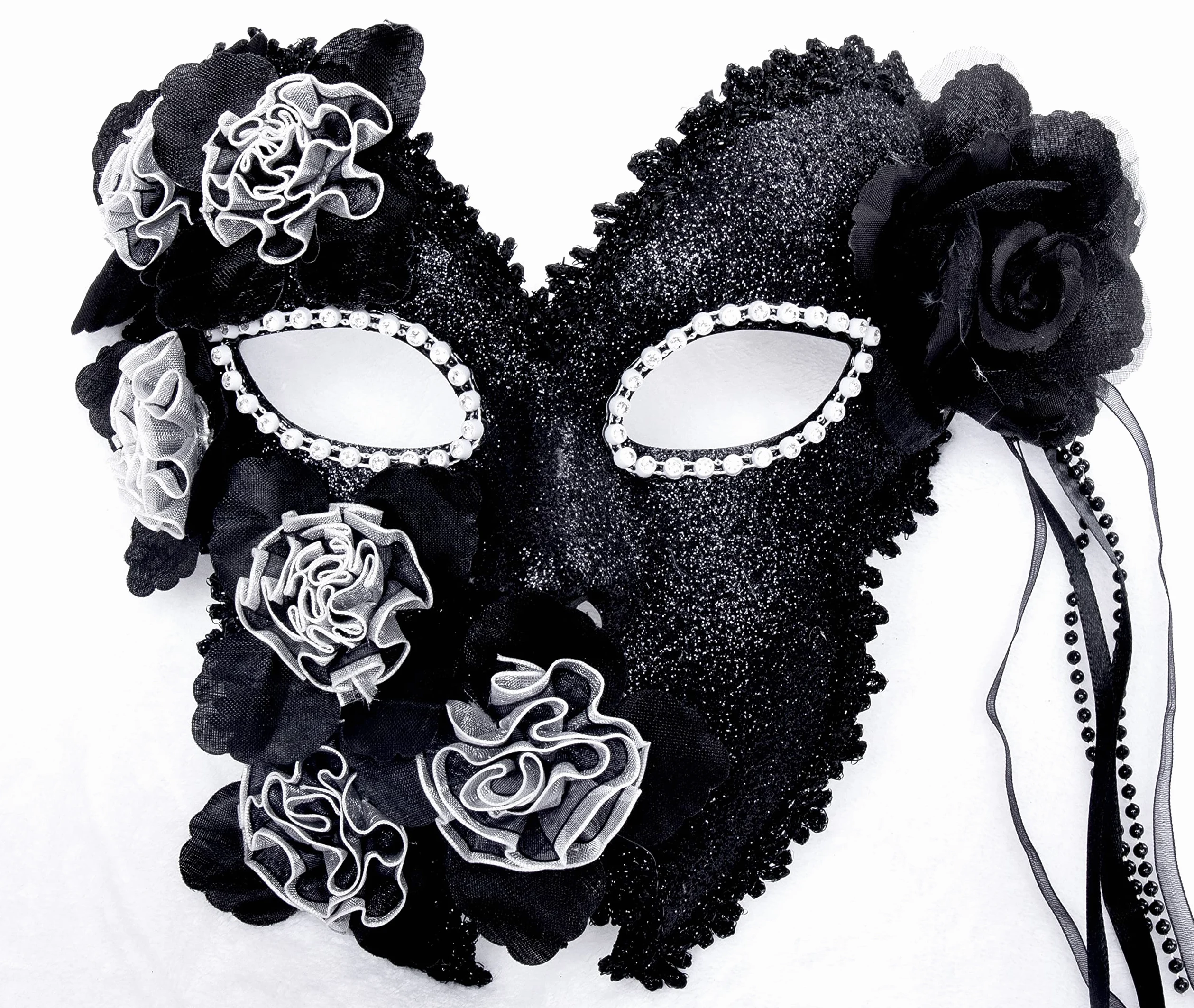 Halloweenowa maskarada maska wenecka kostium maska z piórami maska maskaradowa Halloween karnawał cosplay impreza maska na całą twarz (czarno-biała)