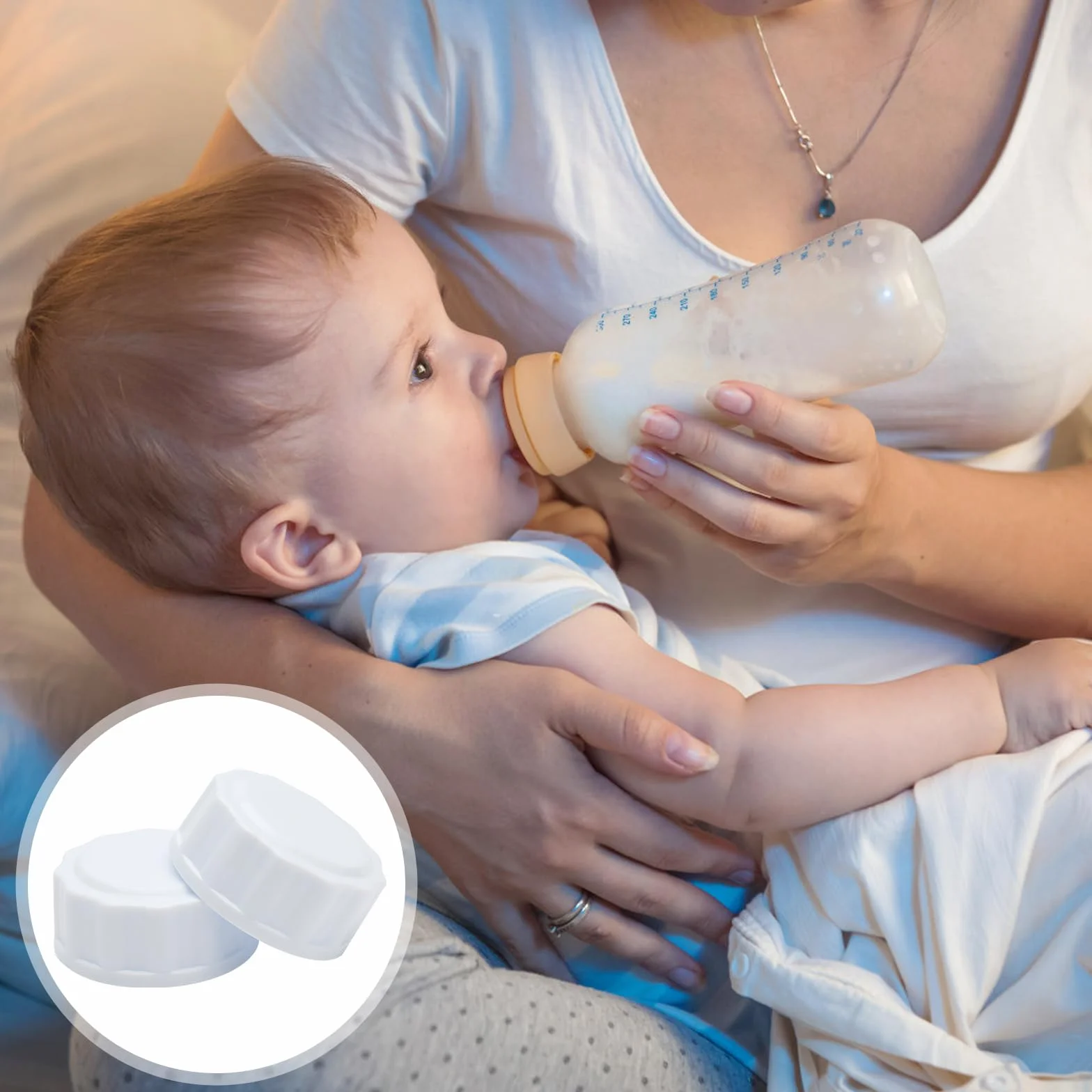 Nakrętki do Avent, 6 sztuk, wymienne pokrywki do butelek dla niemowląt, kompatybilne z butelkami z szeroką szyjką, białe