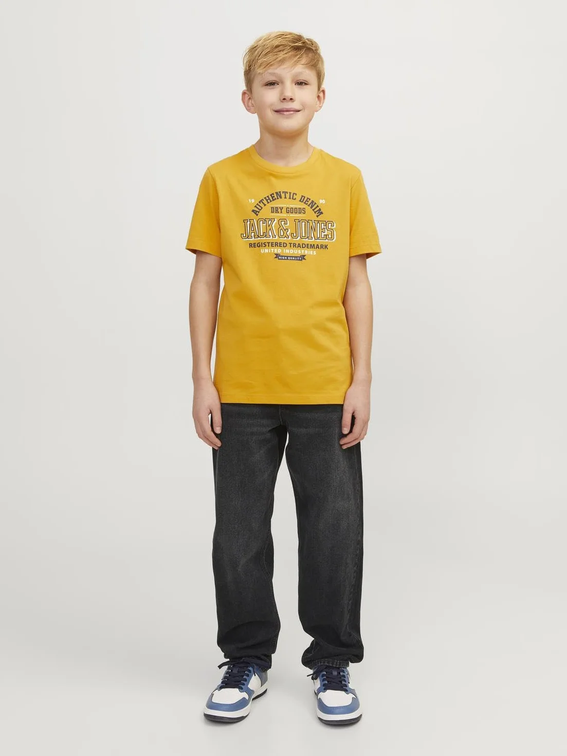 JACK&JONES JUNIOR Spodnie jeansowe chłopięce, czarny denim, 128