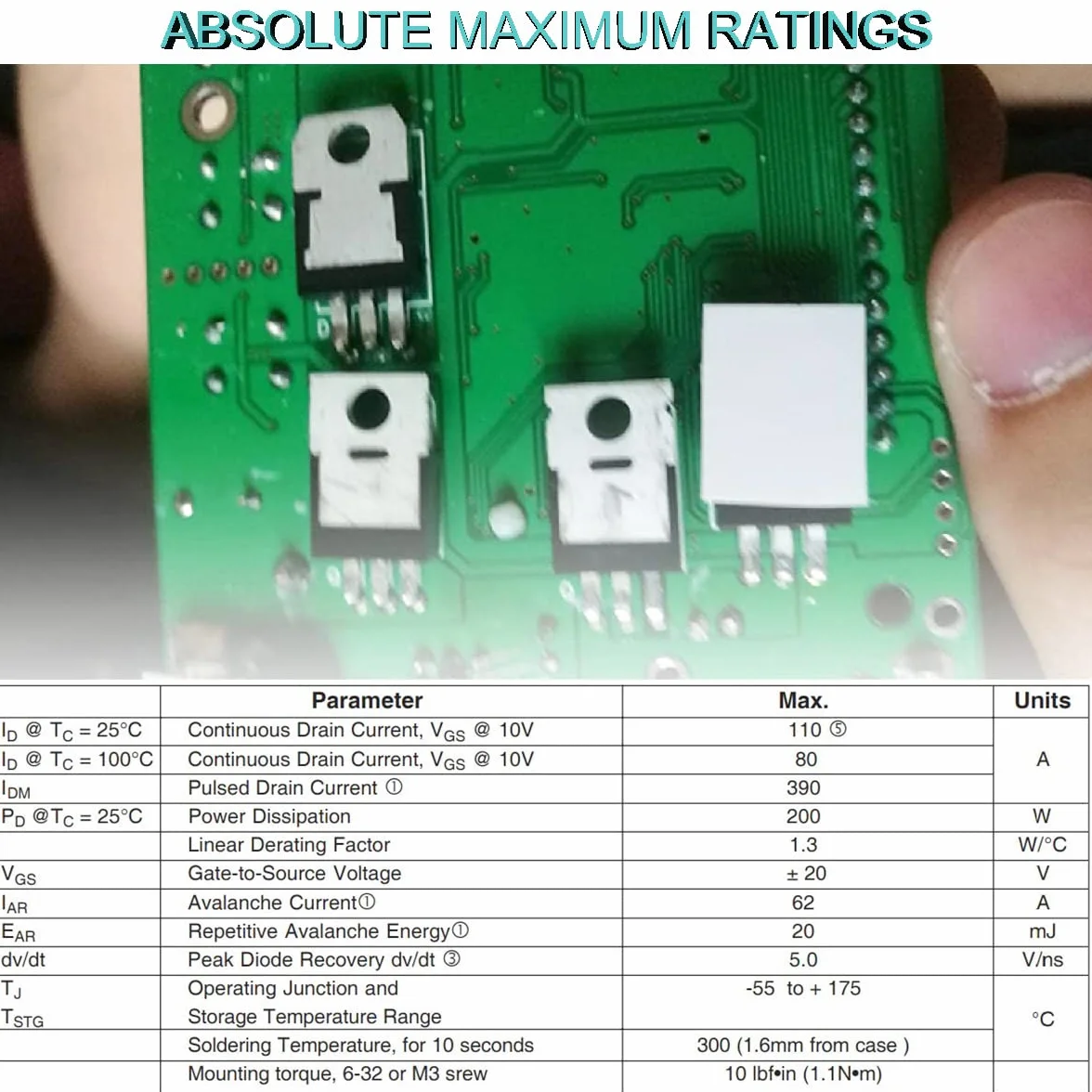 20 sztuk IRF3205 3205 tranzystor Mosfete, kanał N 110 A, 55 V, MOSFET TO-220AB z radiatorem, śrubokręt gumowo-silikonowy dla majsterkowiczów