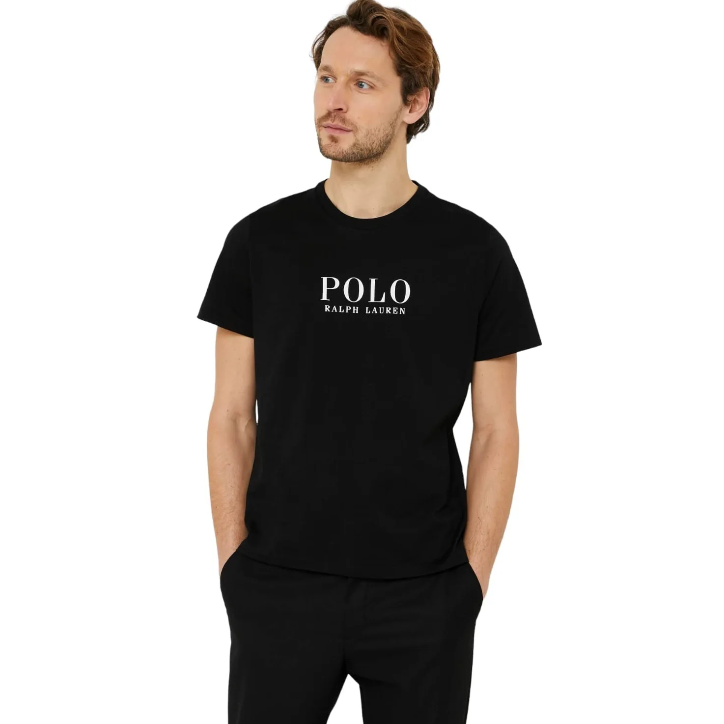 Ralph Lauren T-Shirt Mężczyźni Czarny T-Shirt Casual z Logo Print, Czarny, XXL