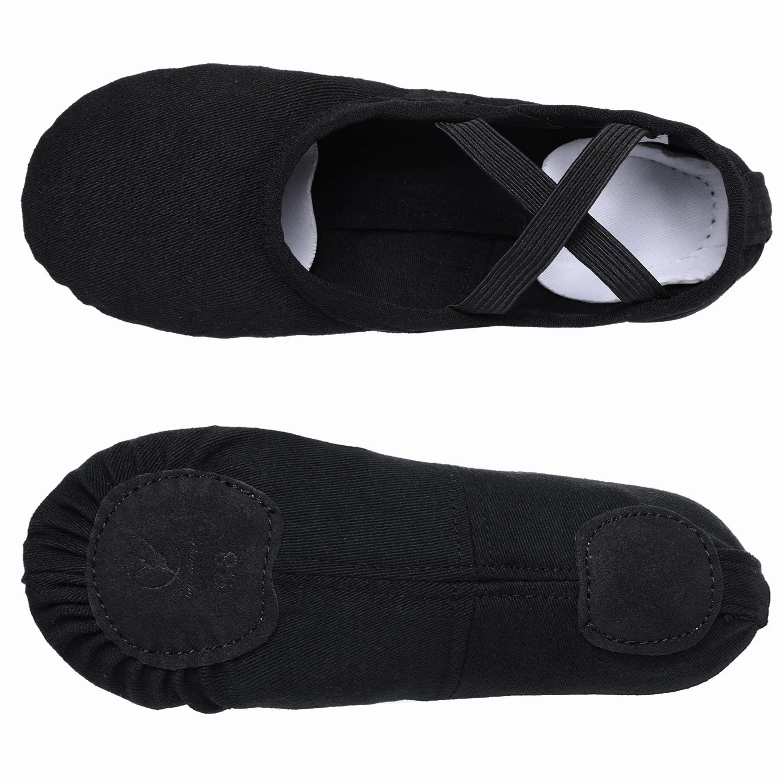 Buty baletowe dla dziewczynki elastyczne płótno podzielona skórzana podeszwa czarny 30 EU