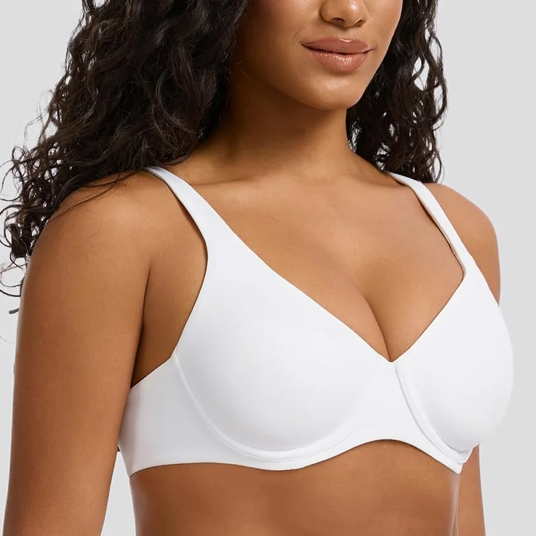 MELENECA Biustonosz Minimizer z Dekoltem w Serek (V-neck) — z Fisbiną, Plus Size, Plunge, Bez Wypełnienia, Bezszwowy (T-shirt)