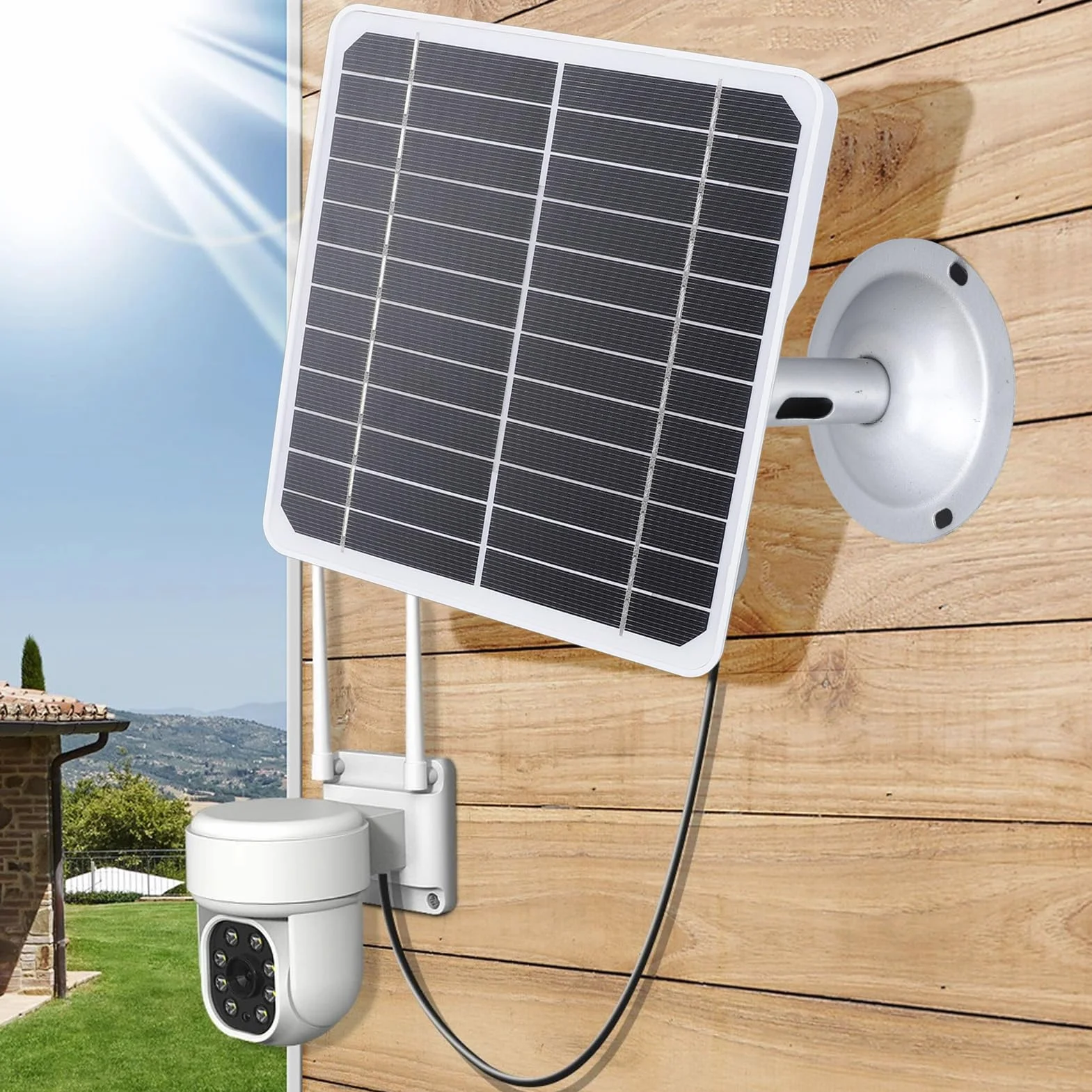 Panel słoneczny do kamery bezpieczeństwa, panel słoneczny USB, 20 W, 5 V, kamera o wysokiej wydajności, monokrystaliczna kamera panelowa USB, panel słoneczny do domu, na zewnątrz