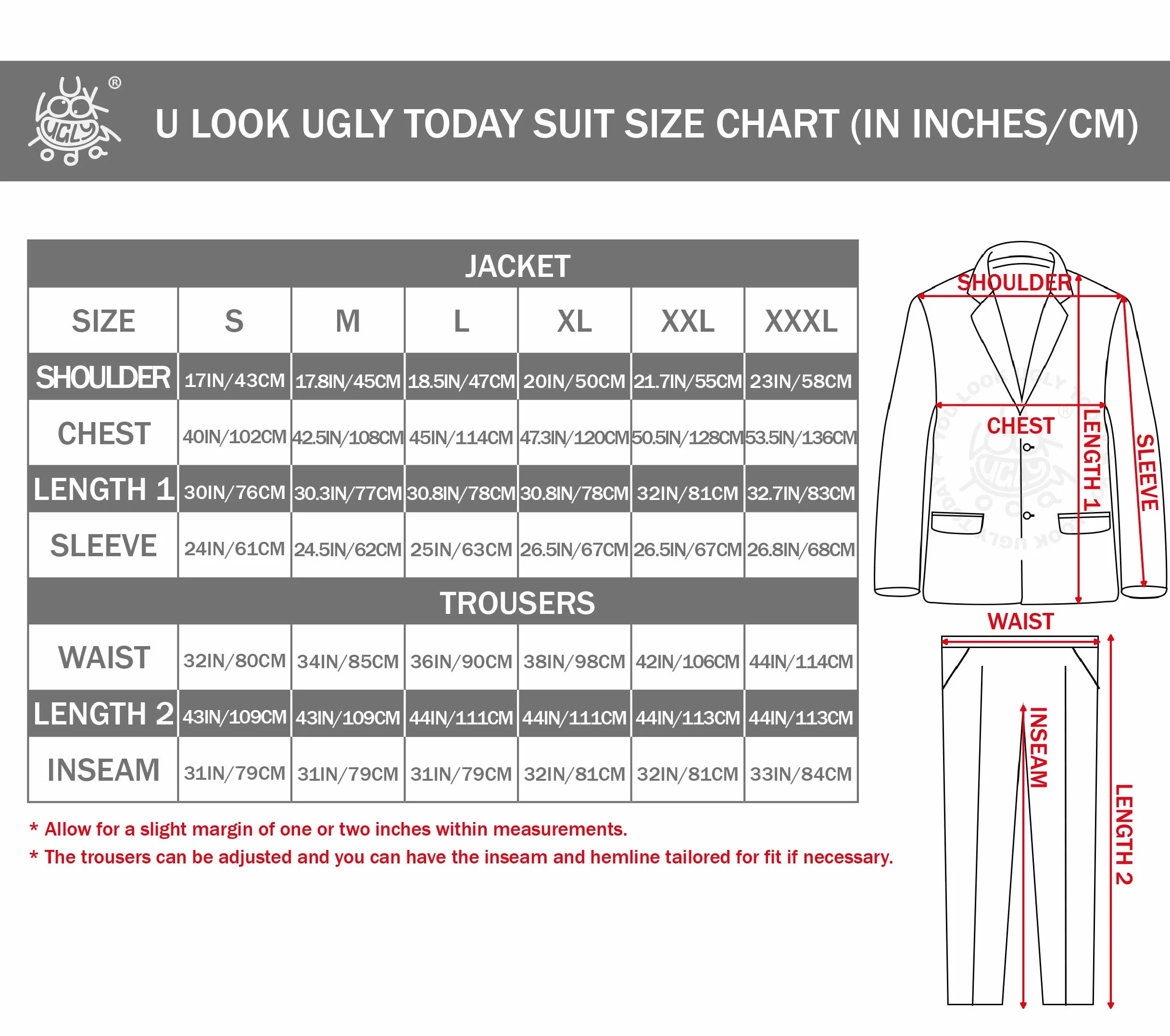 U LOOK UGLY TODAY Smoking Mężczyźni Christmas Suit Party Mens Funny Novelty Xmas Jacket Costume