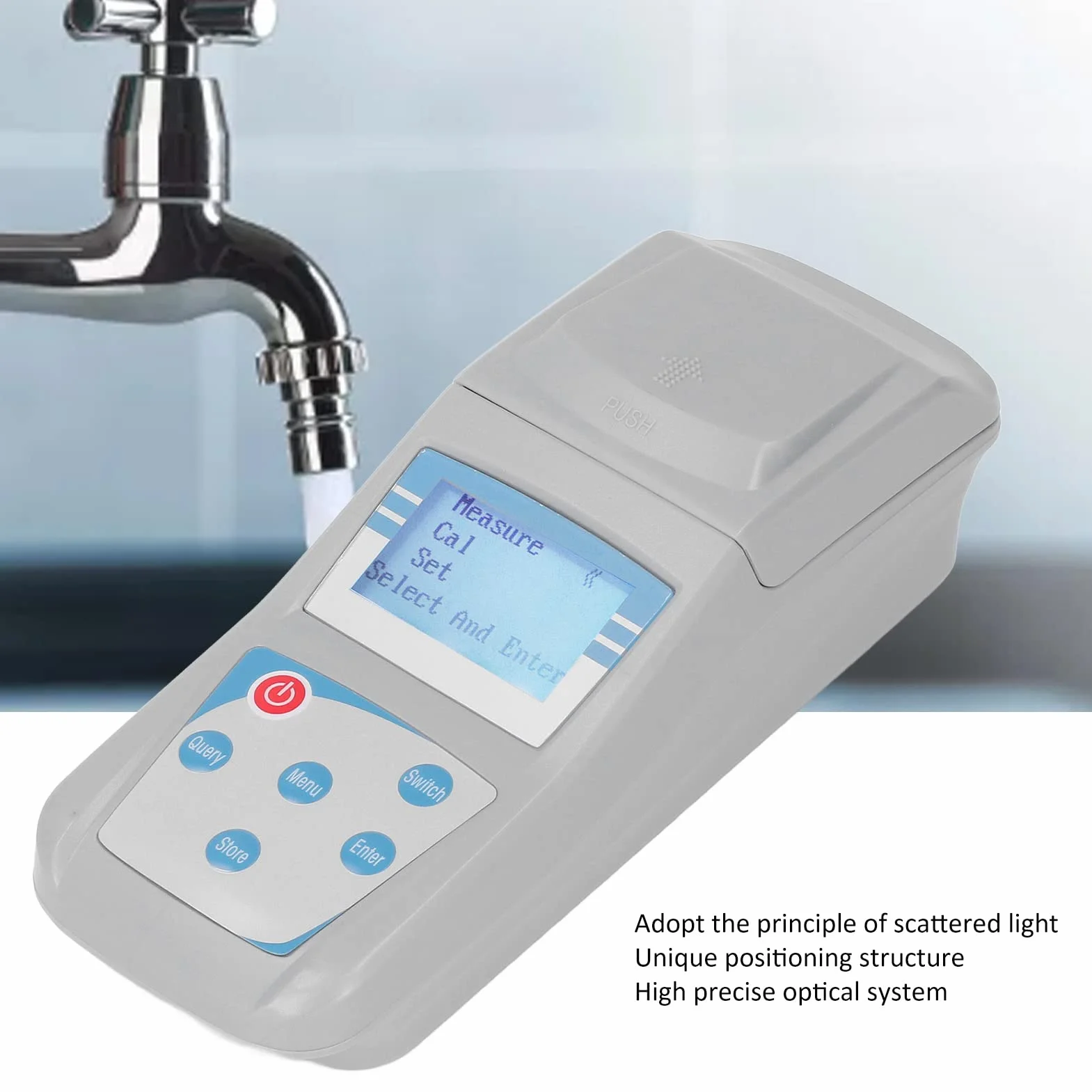 Mętności Lab, przenośny Turbidimetr Jakość wody Turbidity Detection Analyzer, Zakres pomiarowy 0-200 NTU, 90 ° Rozproszone światło Dokładność 0.1 z podświetleniem, łatwa kalibracja