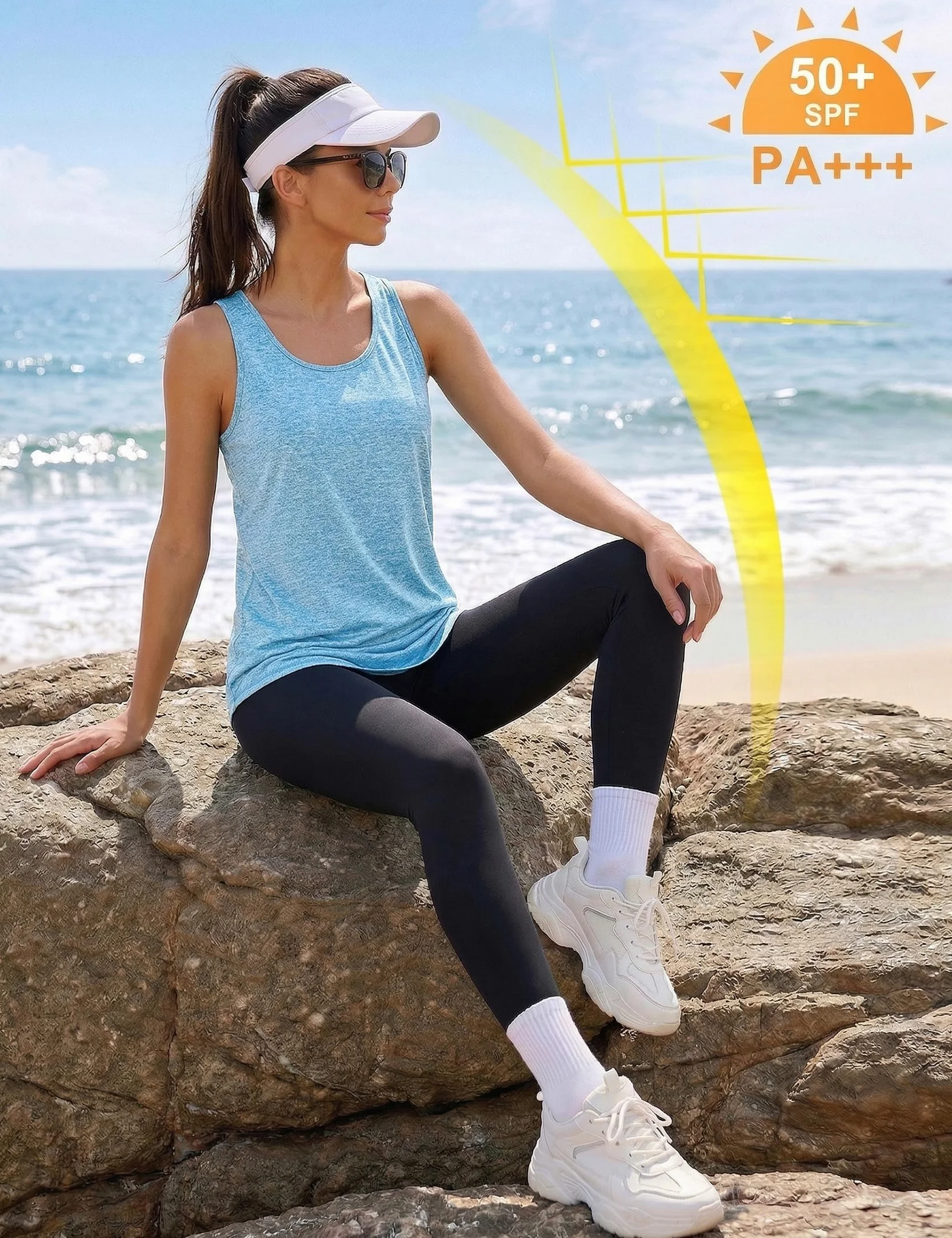 Damska koszulka sportowa bez rękawów lekka, siateczkowa koszulka z okrągłym dekoltem koszulka do jogi do biegania fitness Tank Top