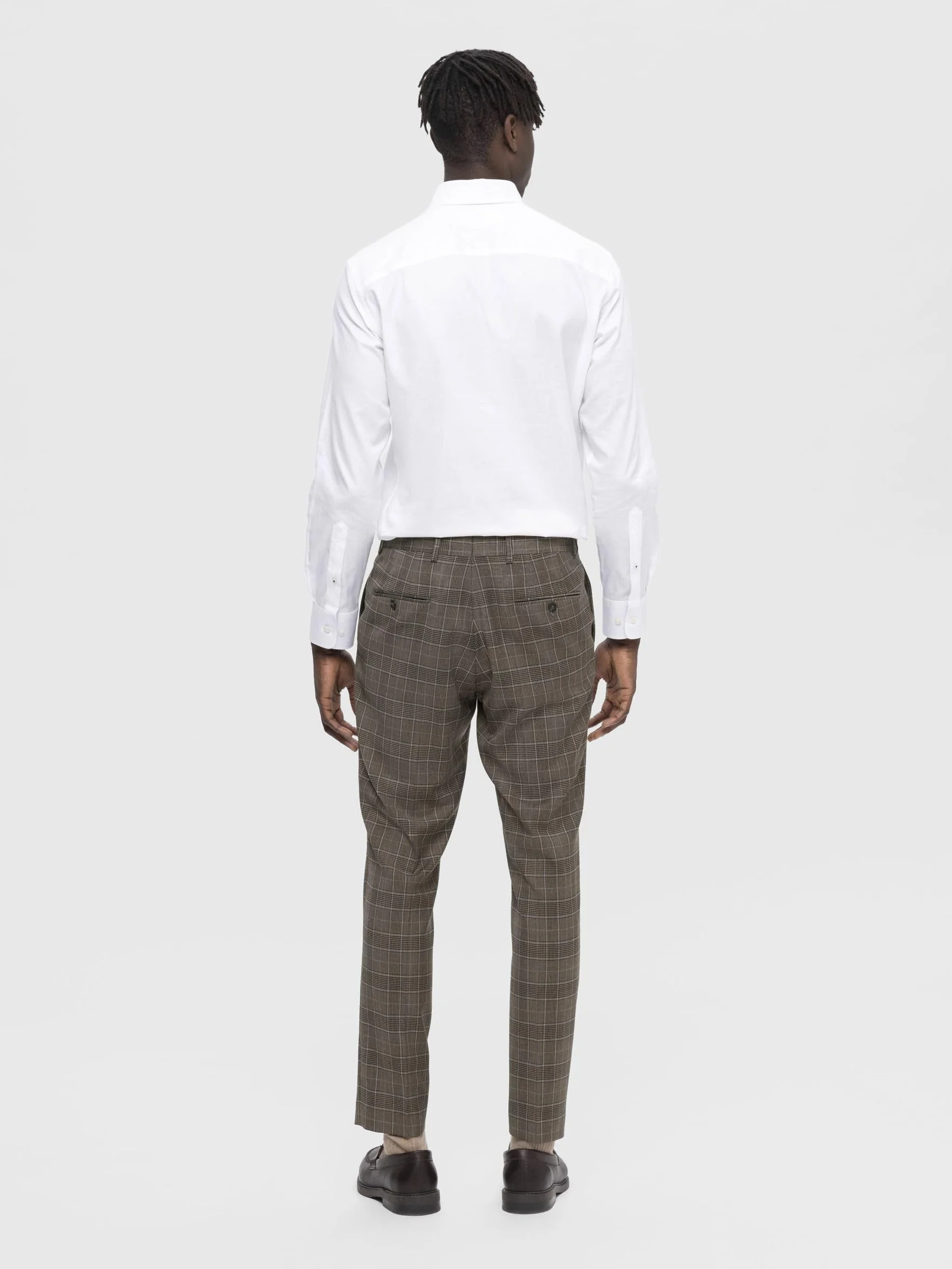 SELECTED HOMME Slhslim-neil Brown Blue Check Trs B Noos - Spodnie Mężczyźni