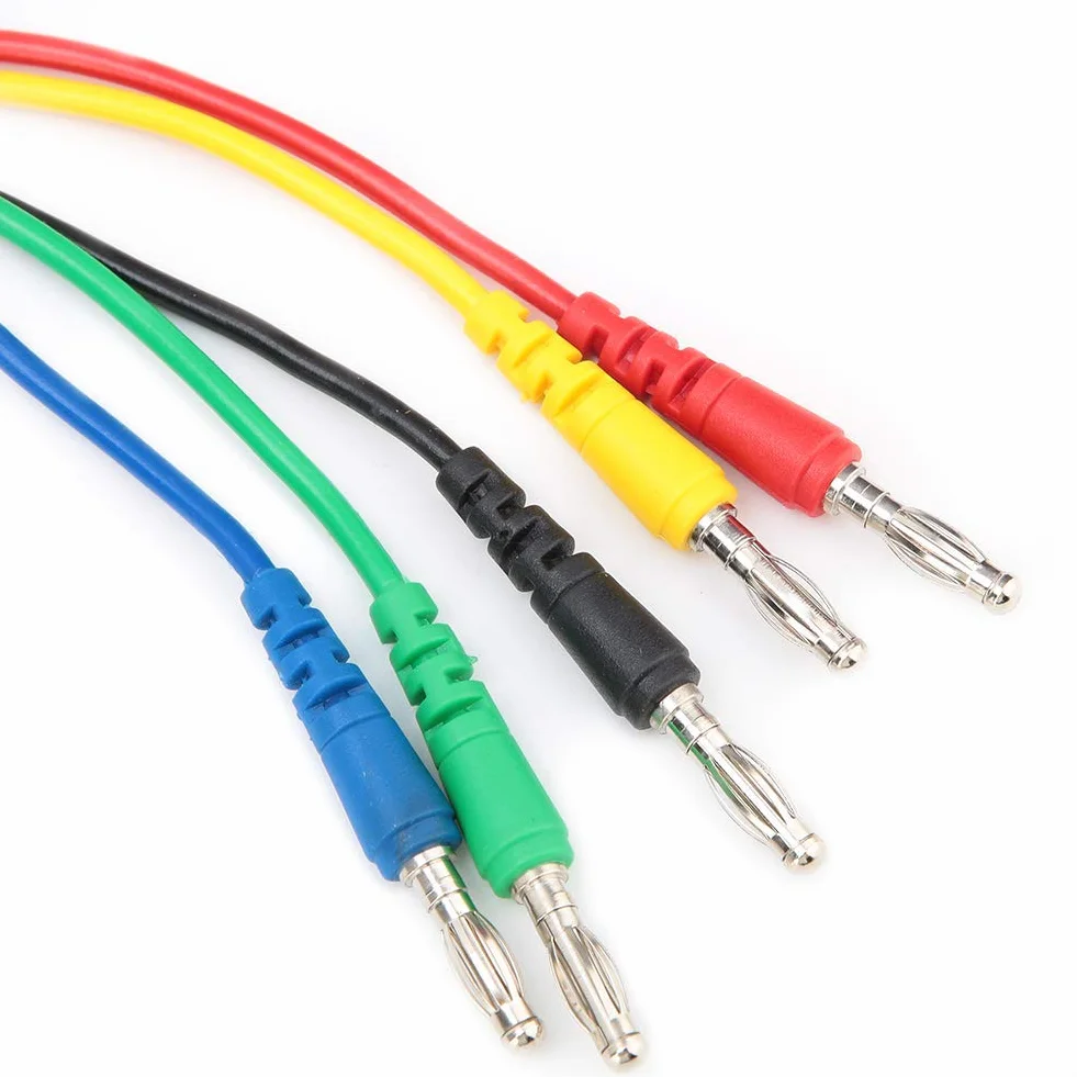 5 Sztuk Multimetr Przewód Testowy Przewód Bananowy Przewody Sondy P1043 4mm Kolorowe Plastikowe Wtyk Bananowy Linia Testowa z Męskiego na Męskie Formowana Wtryskowo Izolacja Chroń dla Multimetru