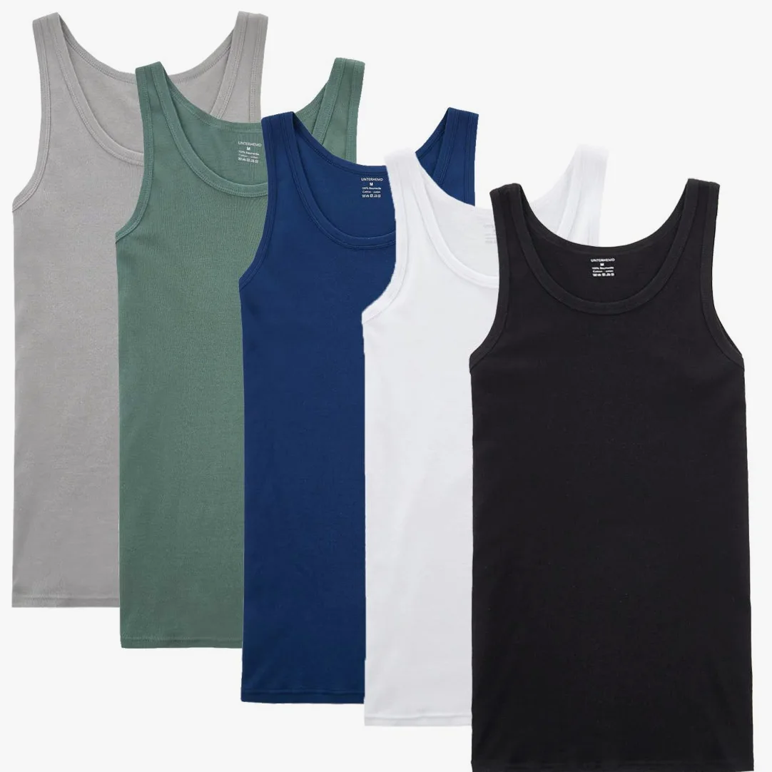 NUOZA 3/5-pak podkoszulek męski tank top, wiele kolorów, 100% wysokiej jakości bawełna, nie kurczy się, nie blaknie, nie jest przezroczysty