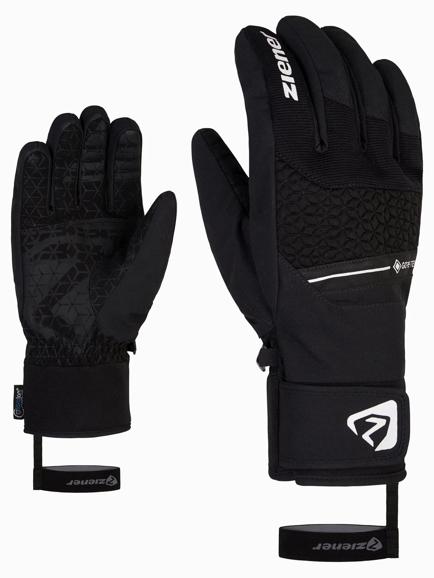 Ziener Męskie rękawice narciarskie z granitu, do sportów zimowych, wodoszczelne, Gore-Tex Alpine Wool, czarne, 7,5