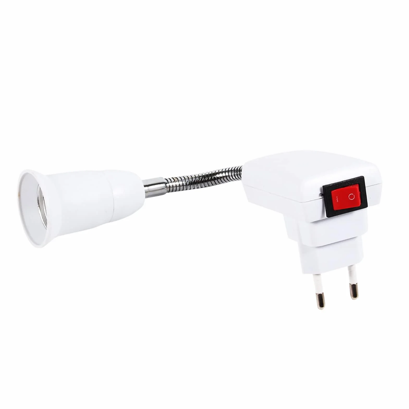 Ejoyous Oprawa lampy E27 z przełącznikiem, oprawka E27, elastyczny adapter z wtyczką EU, gniazdo do żarówki, lampy ściennej, adapter cokołu (wtyczka EU)