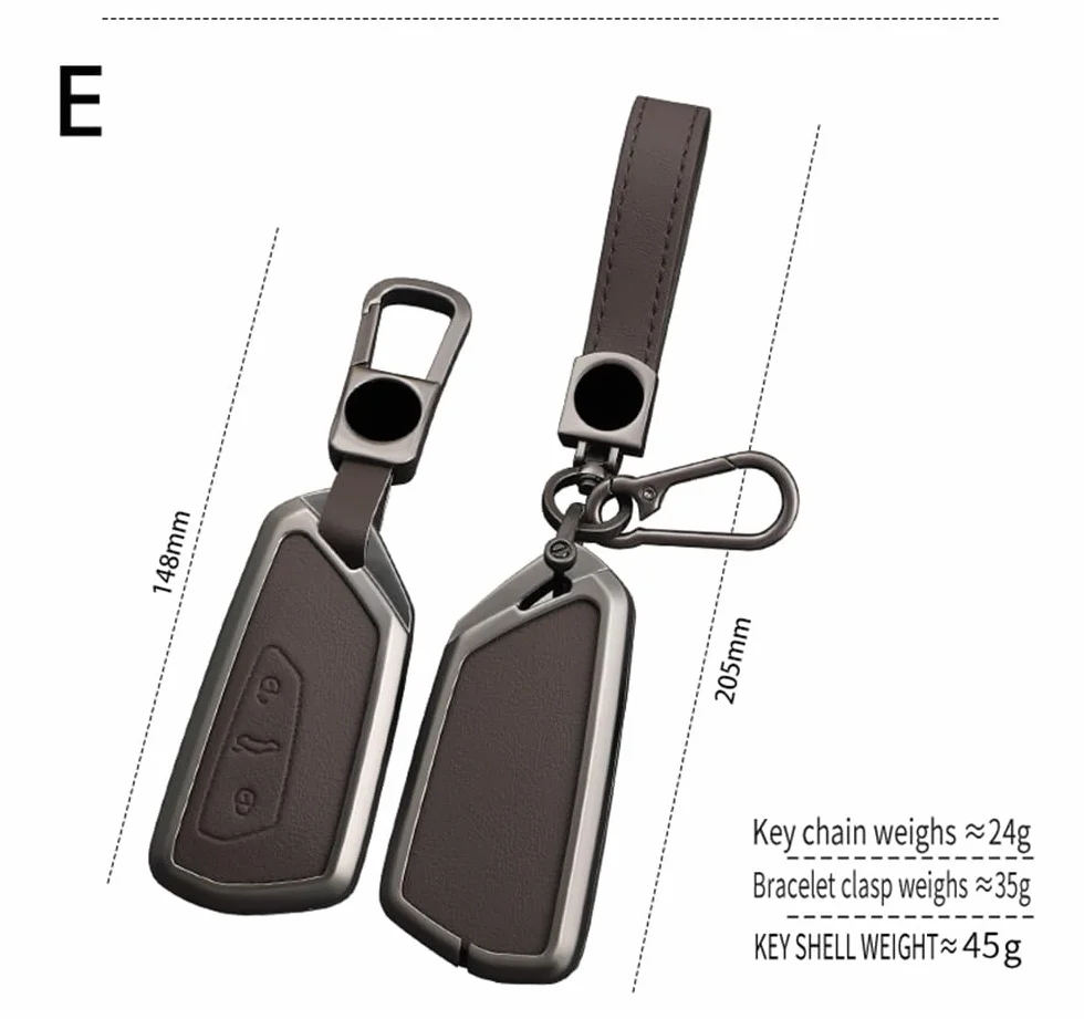 ontto Etui na kluczyki samochodowe, pasuje do VW Golf 8 R, ID4, ID5, ID.7, Seat Leon, FR, MK4, Cupra, Formentor, do Skoda Octavia A8 MK8, ze stopu cynku, skóra, etui ochronne, osłona na klucze,