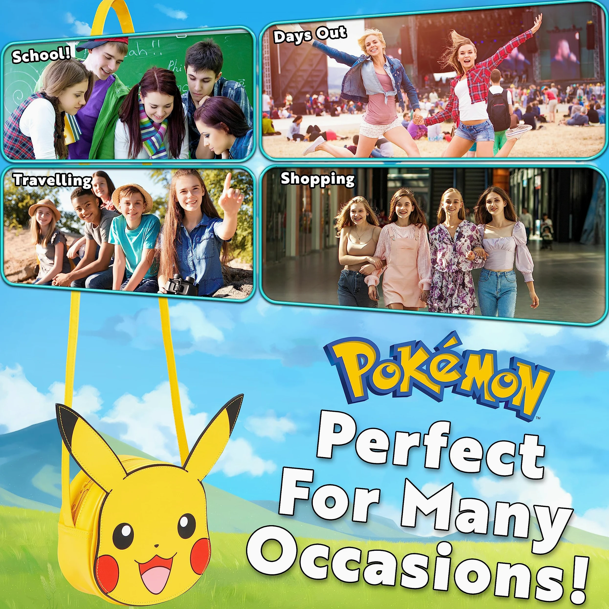 Pokemon Torba na ramię dla dziewcząt Pikachu Torba na ramię Dzieci Dziewczyny Akcesoria Oficjalny Towar Pokemon Prezenty