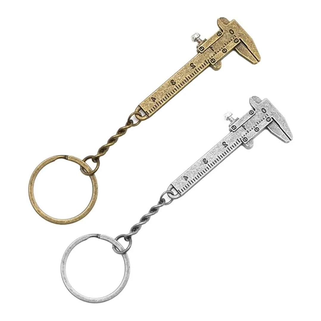 2 sztuki precyzyjnych mini suwmiarki aluminiowych, breloczków do kluczy, narzędzie do breloczków do kluczy