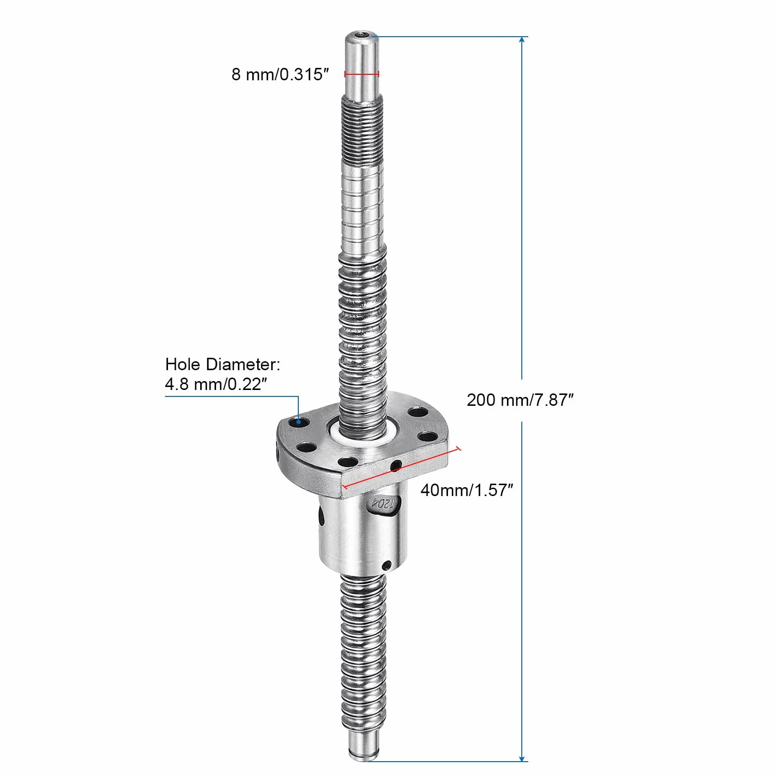 QUARKZMAN BallScrew SFU1204 (średnica 12 mm, nachylenie 4 mm, długość 200 mm) z nakrętką z gwintem kulowym Anti-Backlash, zestaw śrub z gwintem kulowym, standardowe wykończenie części maszyn CNC BK