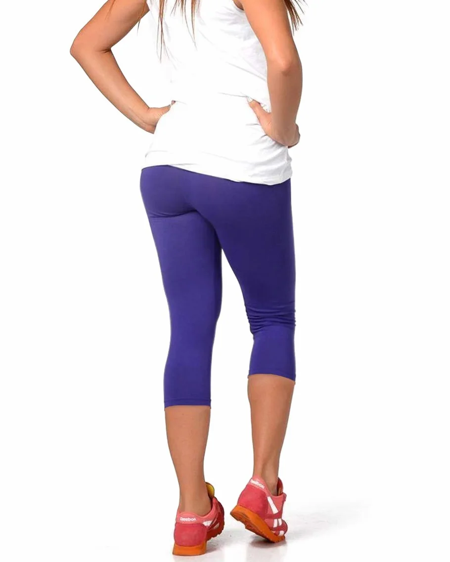 FUNGO Legginsy Damskie Bawełniane Leginsy - Leginsy 3/4 Damskie z Wysokim Stanem Spodnie do Jogi Spodnie na Siłownie Legginsy 3/4 Długości f34