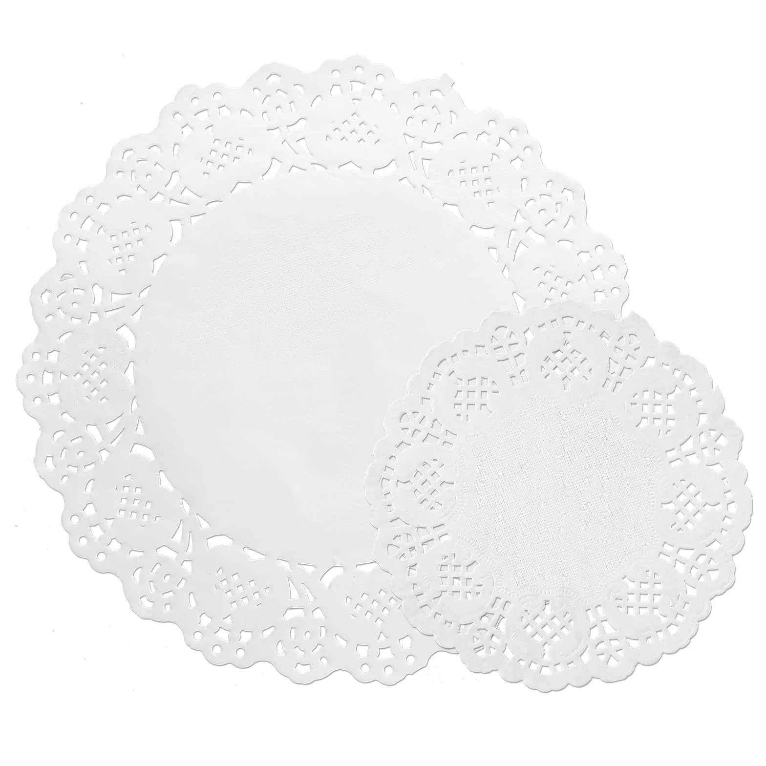 oruola 100 szt. serwetki koronkowe, białe papierowe serwetki, jednorazowe papiery serwetki białe do tacek deserowych, opakowanie po 50 szt. po 11,4 cm, 21,6 cm, pieczone, grillowane, smażone jedzenie