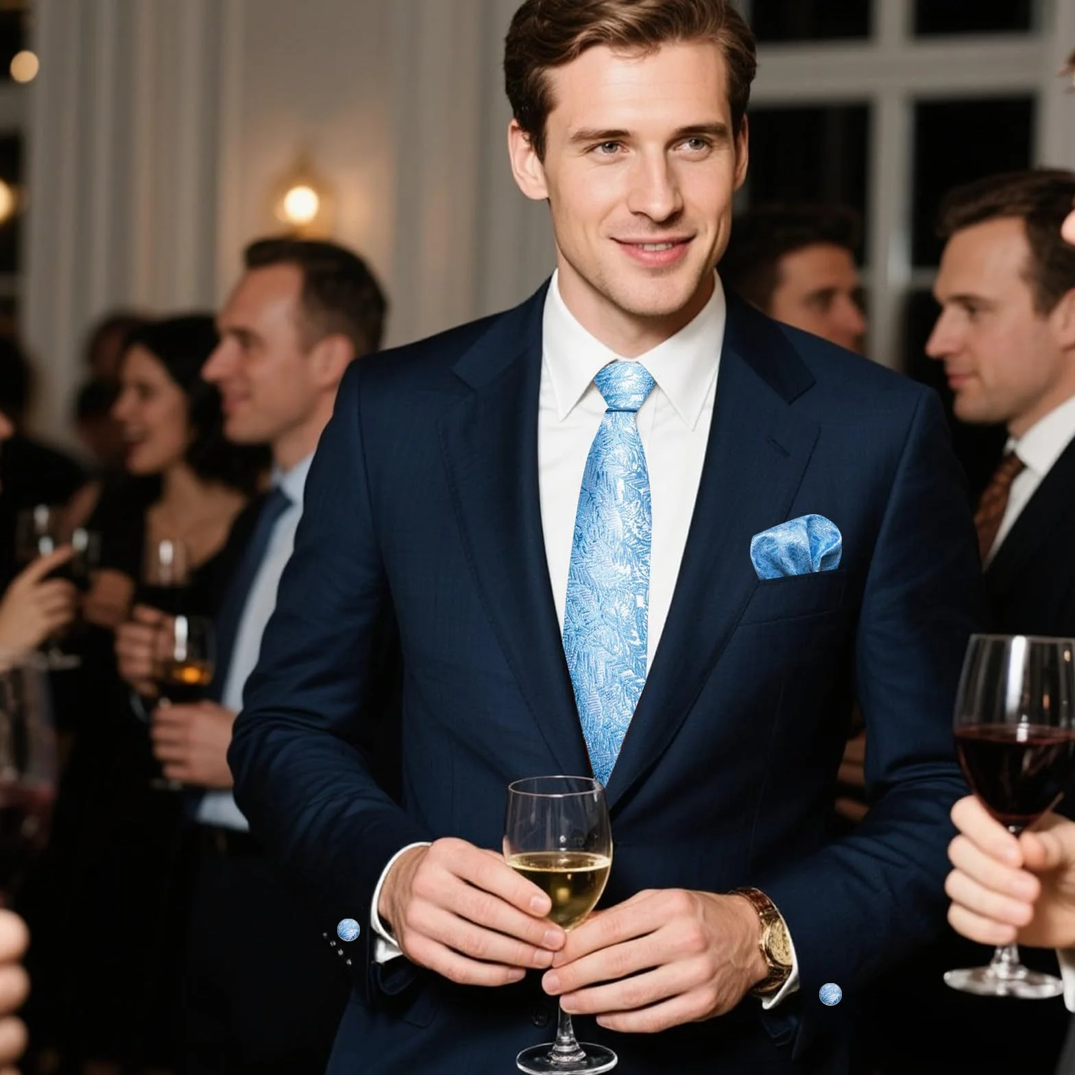 Spinki do mankietów i krawat zestaw jednokolorowe krawaty męskie eleganckie krawaty niebieski krawat na wesele przyjęcie biznesowe biuro prezent
