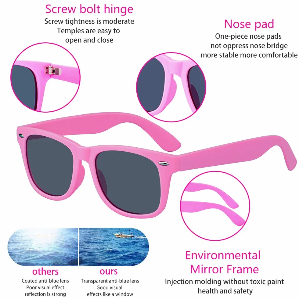 ALWAYSUV Dziecięce polaryzacyjne okulary przeciwsłoneczne z ochroną przed promieniowaniem UV, modne, wygodne okulary przeciwsłoneczne dla chłopców i dziewczynek, w wieku 3-10 lat