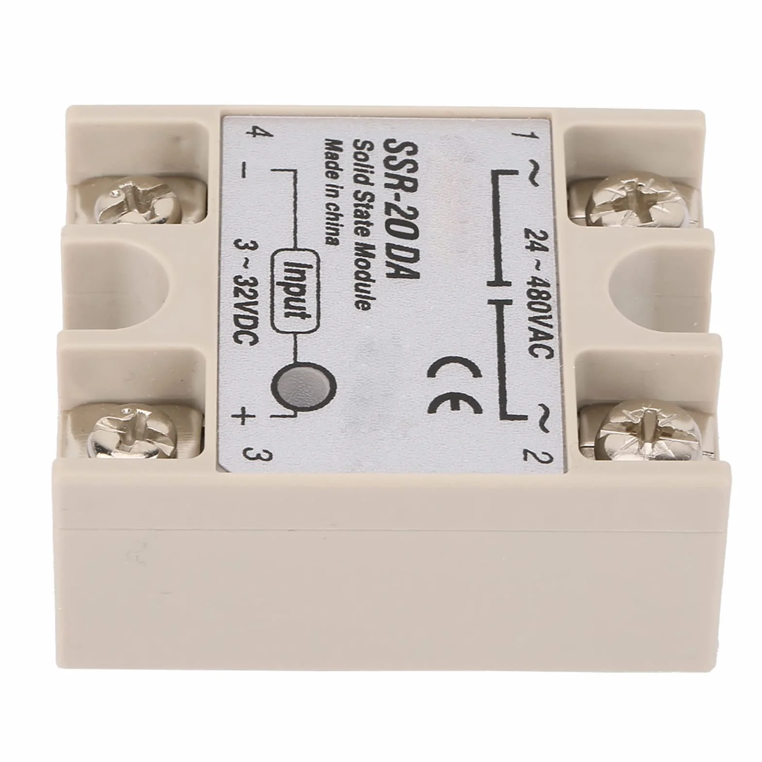 Przekaźnik półprzewodnikowy wejście DC-AC 20A moduł przekaźnika SSR 3 V-32 V DC do 24 V-380 V AC normalnie otwarty typ