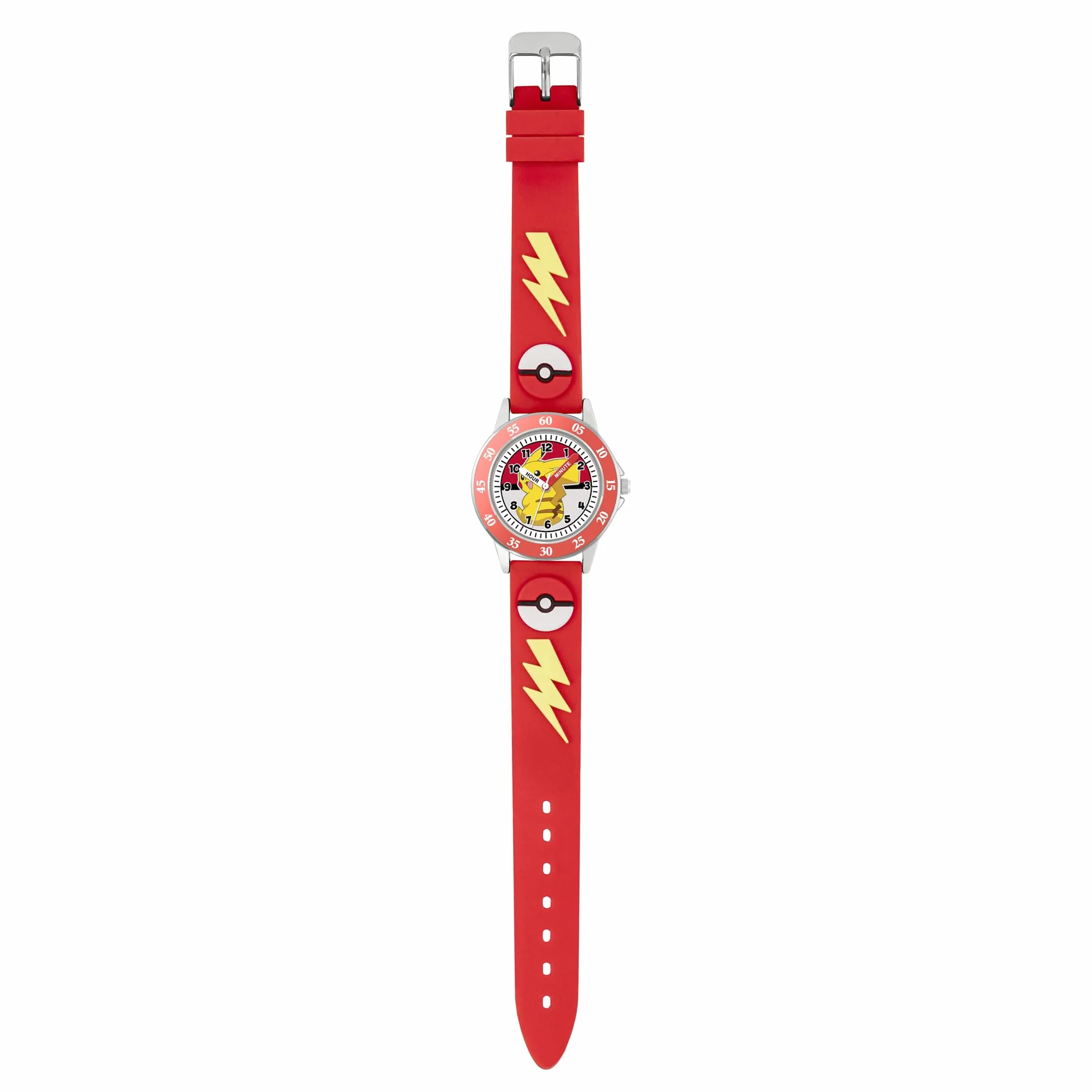 Peers Hardy Pokemon Kids Time Teacher POK9074 silikonowa bransoletka 3D do nauki określania czasu, czerwona, Pokemon, czerwona, Pokemon, czerwona, Pokemon, czerwona, Pokemon, Czerwony, Pokemon