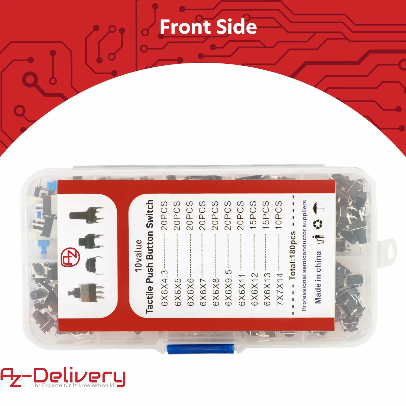 AZDelivery 1 x zestaw 180 sztuk mikroprzełączników