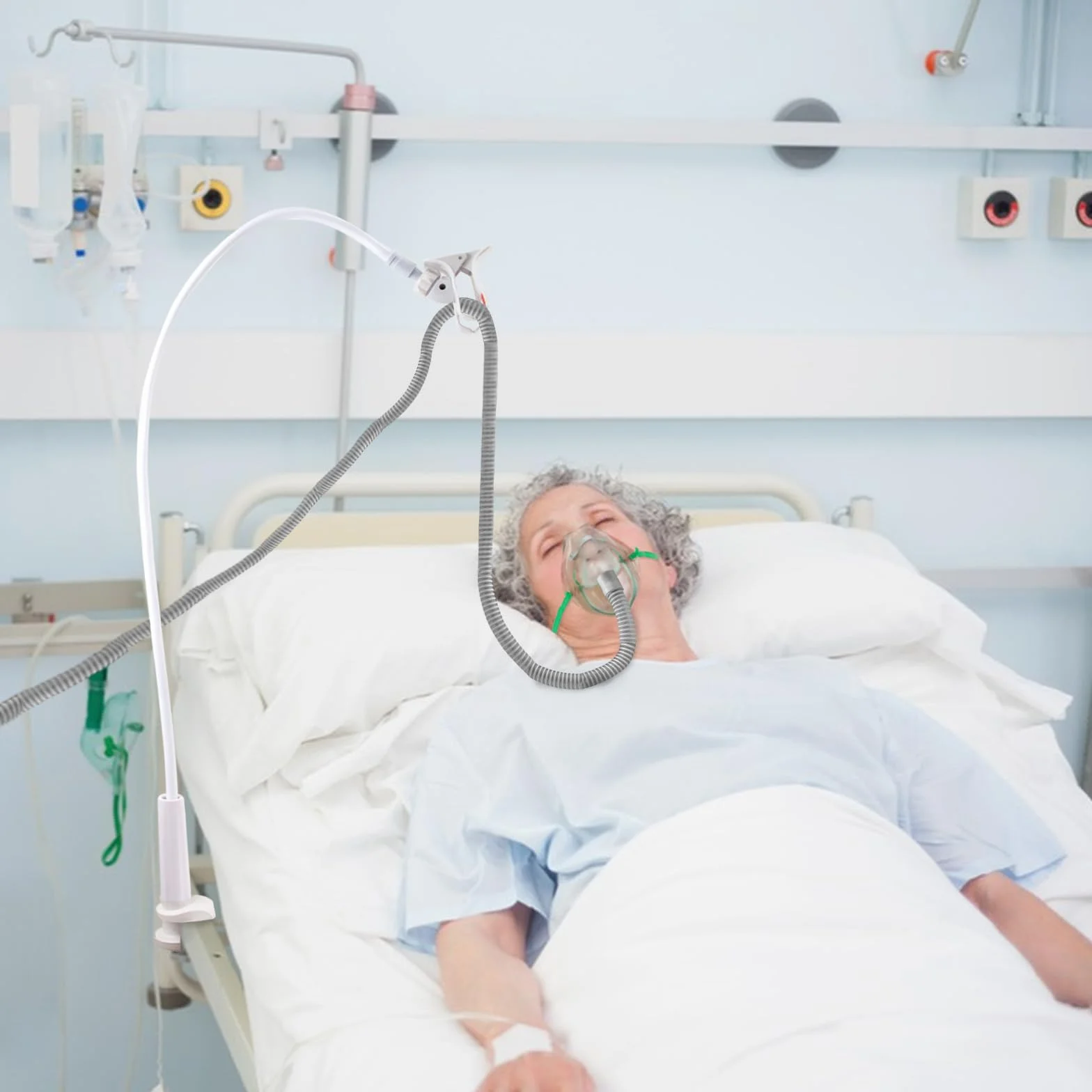 CPAP CPAP podnośnik i wspornik węża, uchwyt na wąż, wieszak na wąż, do zapobiegania wyciekom i plątaniu się węża CPAP, elastyczny, aby dopasować się do każdego pomieszczenia, regulowany i wytrzymały