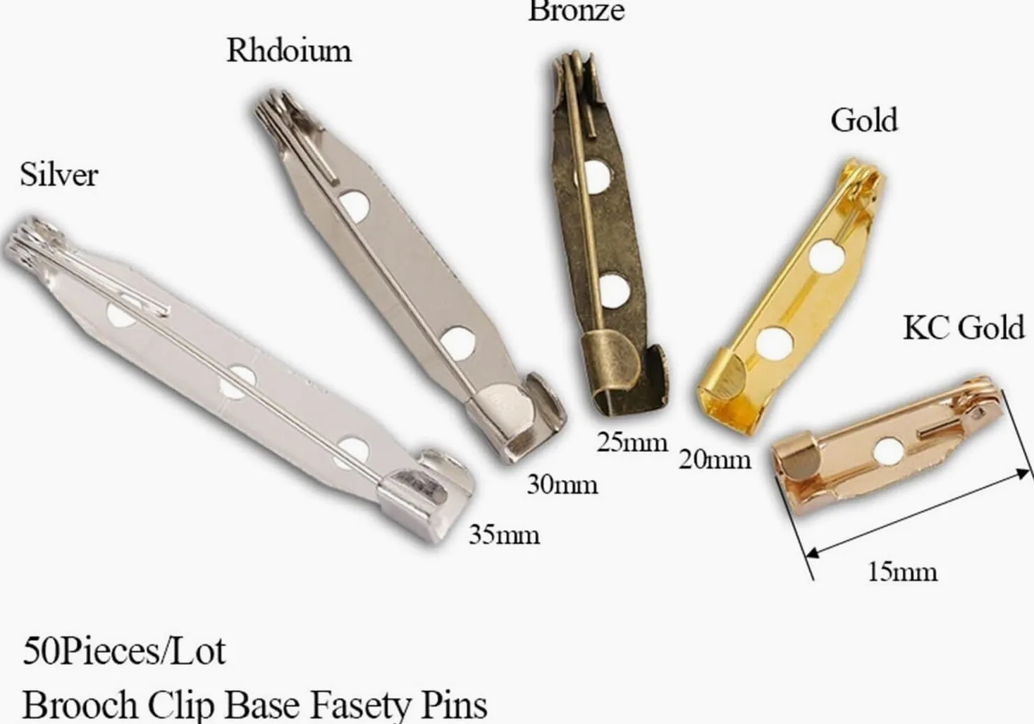 50 sztuk Pin Backs Broszka Klip Baza Pins dla DIY Biżuteria | Puste broszki z gładkimi srebrnymi wykończeniami do projektów rękodzielniczych i tkanin do szycia