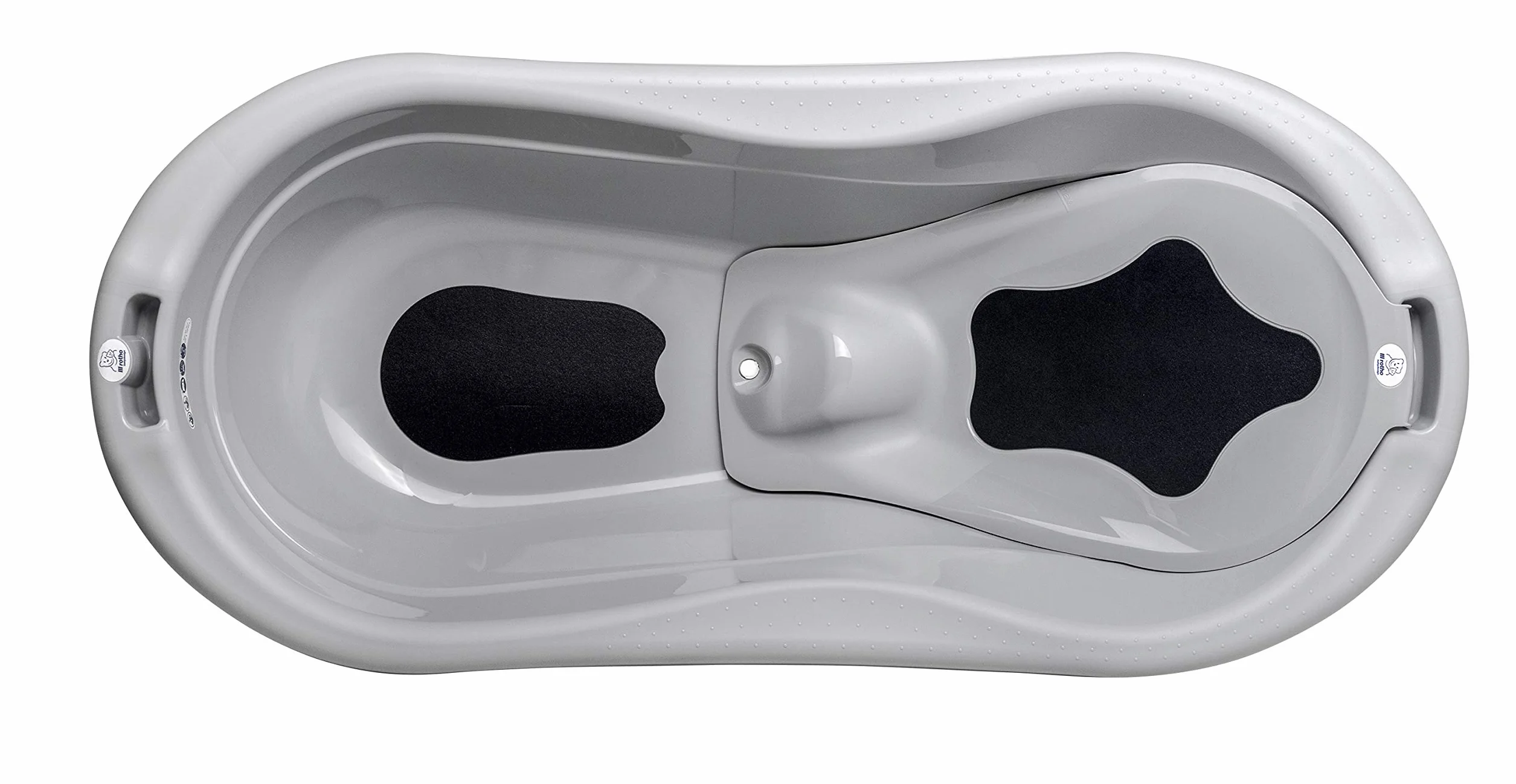 Rotho Babydesign TOP Xtra Duża wanienka, Z 2 matami antypoślizgowymi i korkiem spustowym, Idealna dla 2 dzieci, Do 36 miesiąca, TOP Xtra, Stone Grey (Szary), 20500 0286