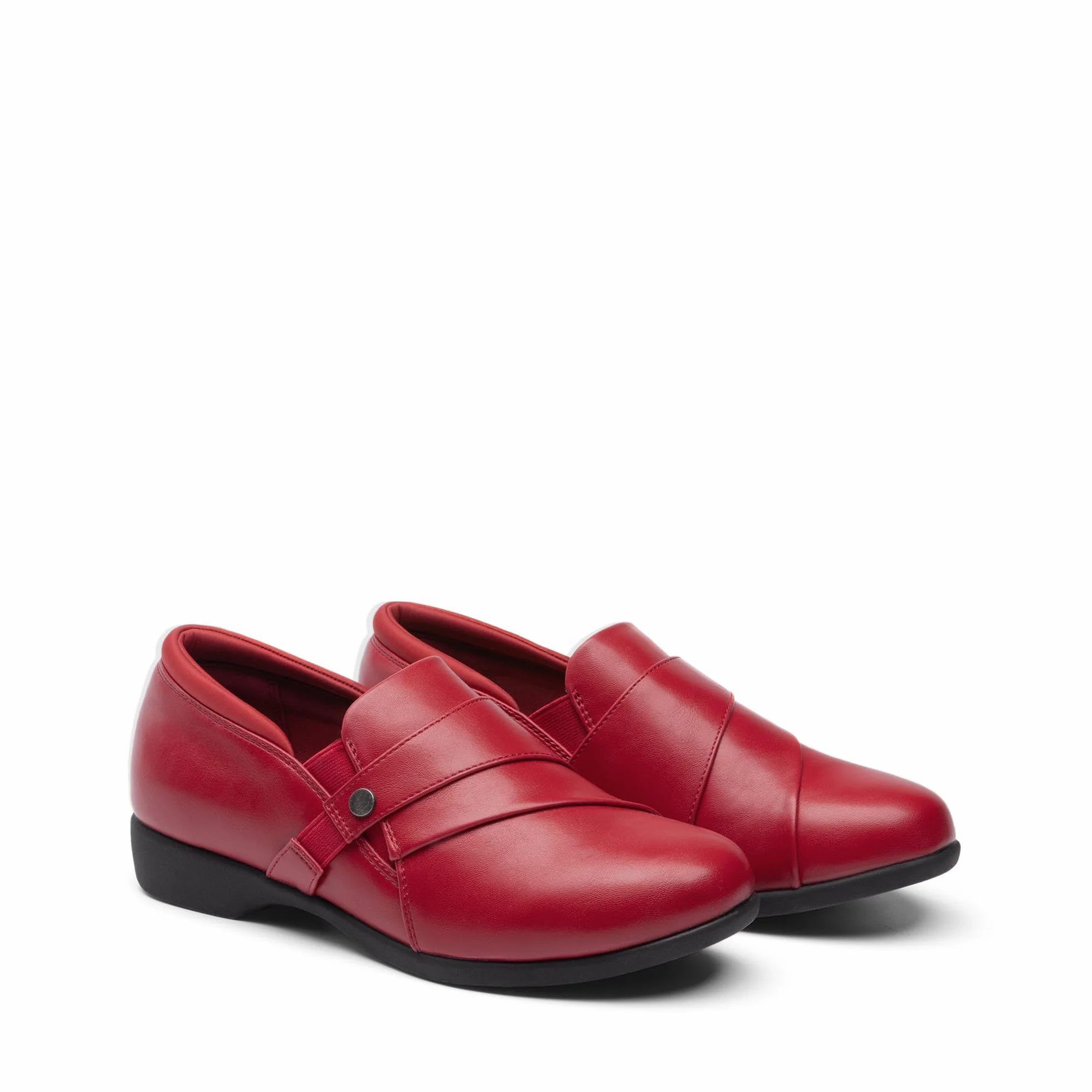 DREAM PAIRS Mokasyny dla kobiet wsuwane Komfortowe eleganckie mokasyny do pracy biurowej Mokasyny biznesowe i casualowe z ekoskórą, okrągły przód z podparciem sklepka, Czerwony, 41 EU