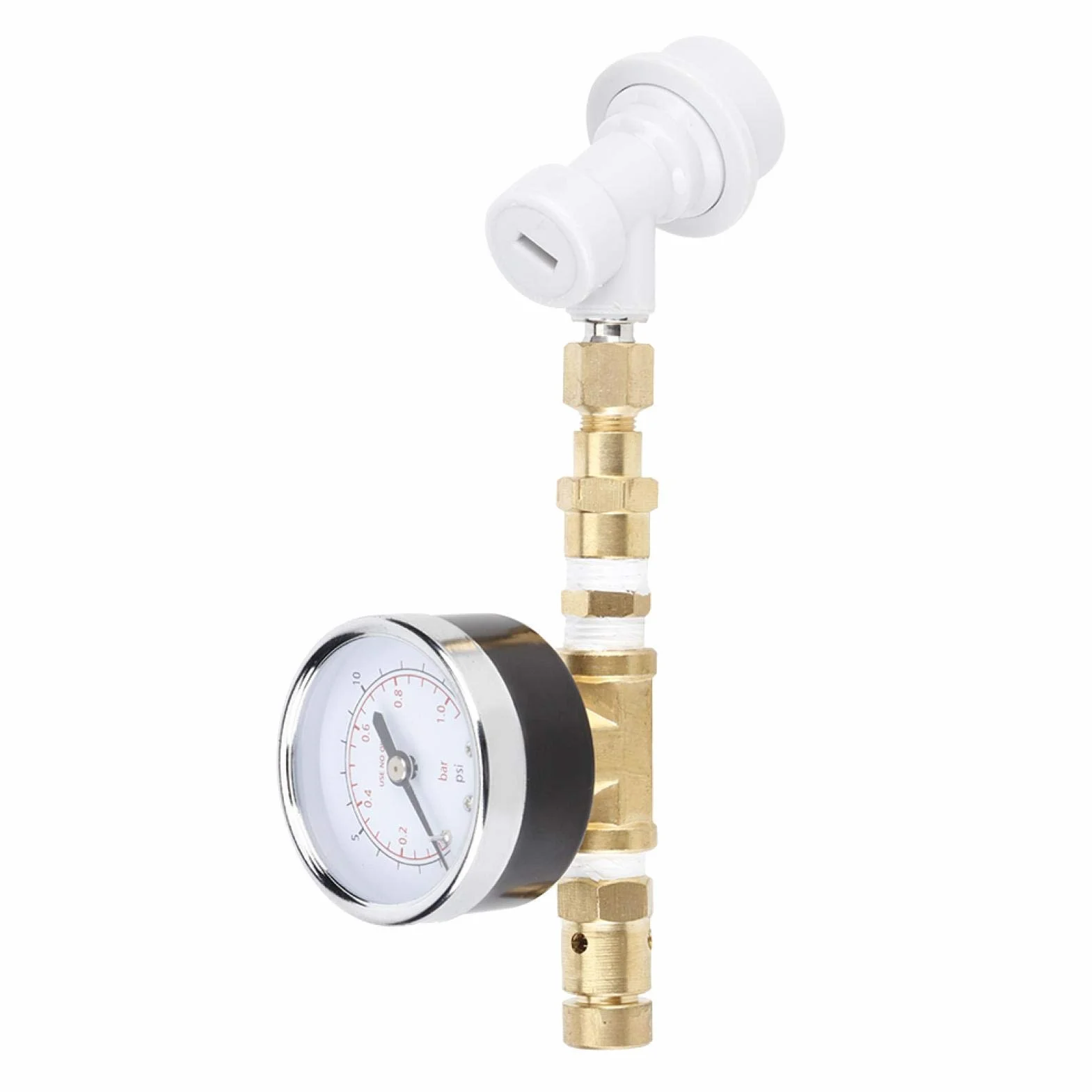 Homebrew zawór bezpieczeństwa, regulowany zawór bezpieczeństwa, zespół zaworu bezpieczeństwa, system zaparzania Blokada kulowa z manometrem 0-15 psi (0-1bar)