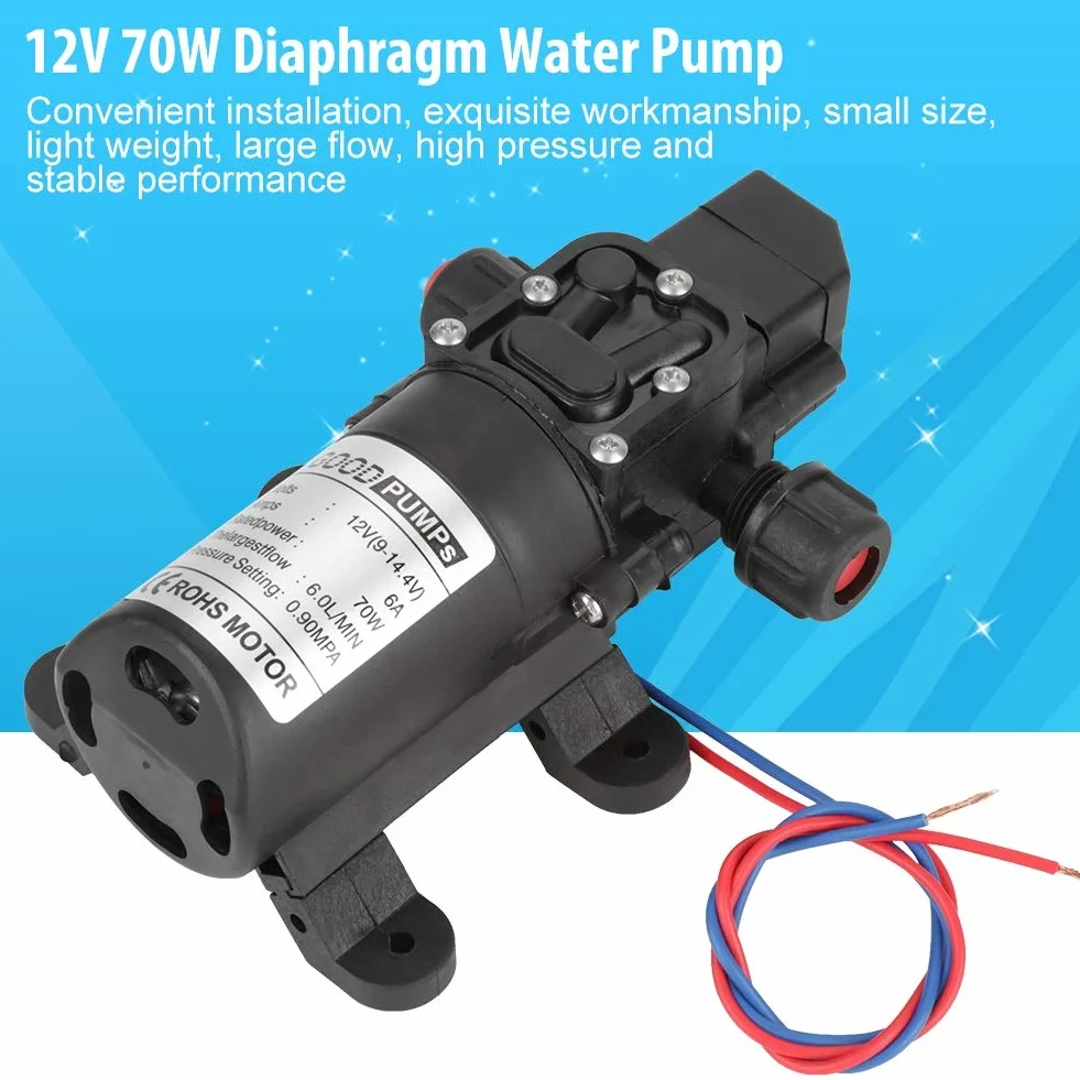 KSTE Pompa Membranowa 12V, Wysokociśnieniowa Wodna 0,9mpa 6l/Min, Samozasysająca Elektryczna 70W Do Czyszczenia Łodzi Kempingowych I Podlewania Ogrodu