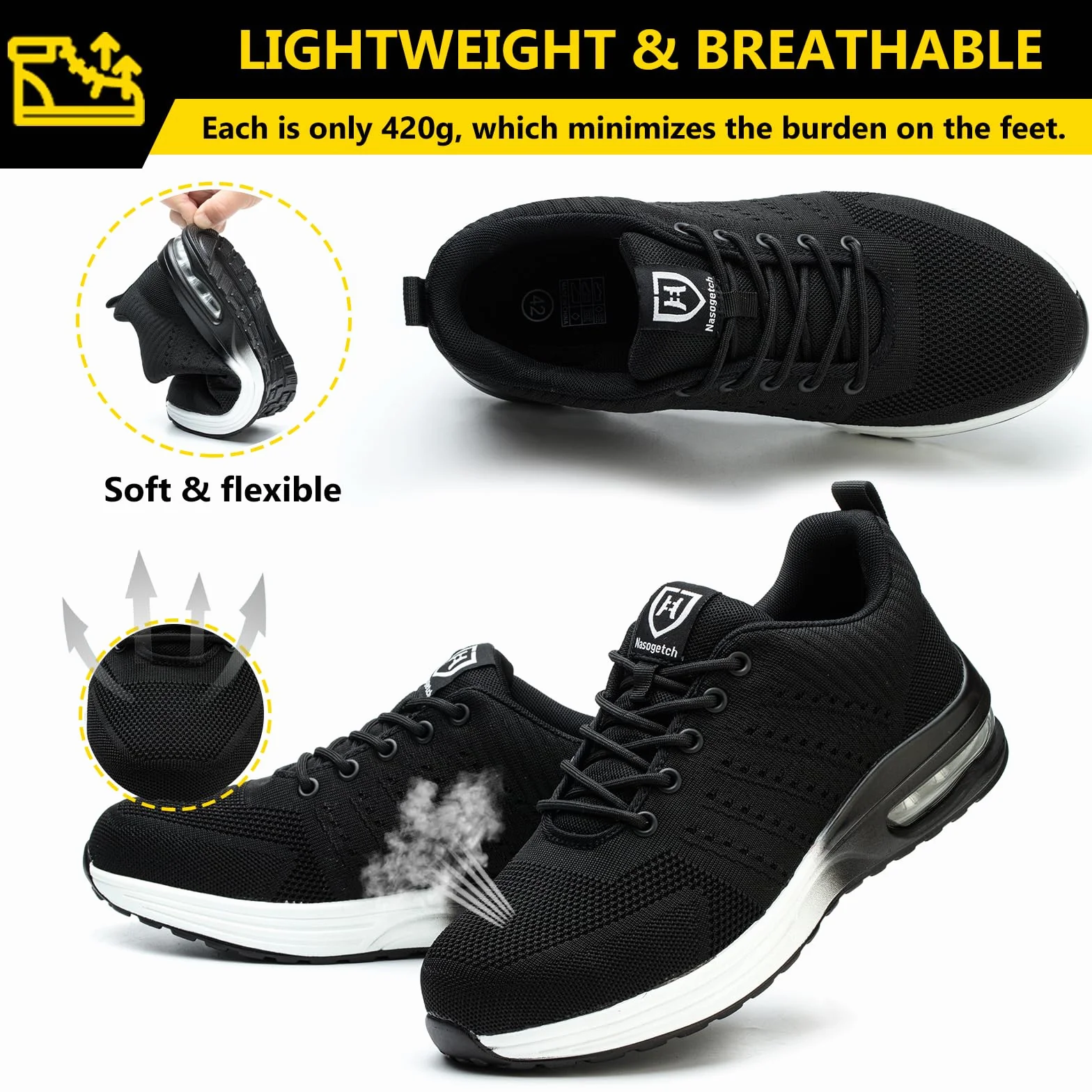 Buty Ochronne Męskie Damskie ze Stalowymi Noskami Safety Shoes Work Steel Toe