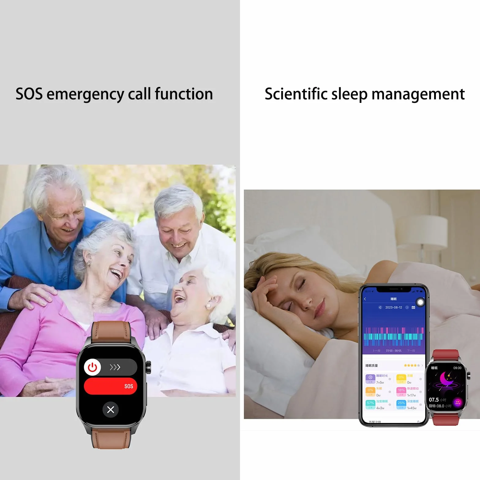 Smartwatch Dla Mężczyzn I Kobiet Ekran HD 2,04 Cala SOS Połączenia Bluetooth Tracker Fitness Monitorowanie Temperatury Ciała W Czasie Rzeczywistym I Zdrowego Snu Krokomierz Dla IOS/Android,B